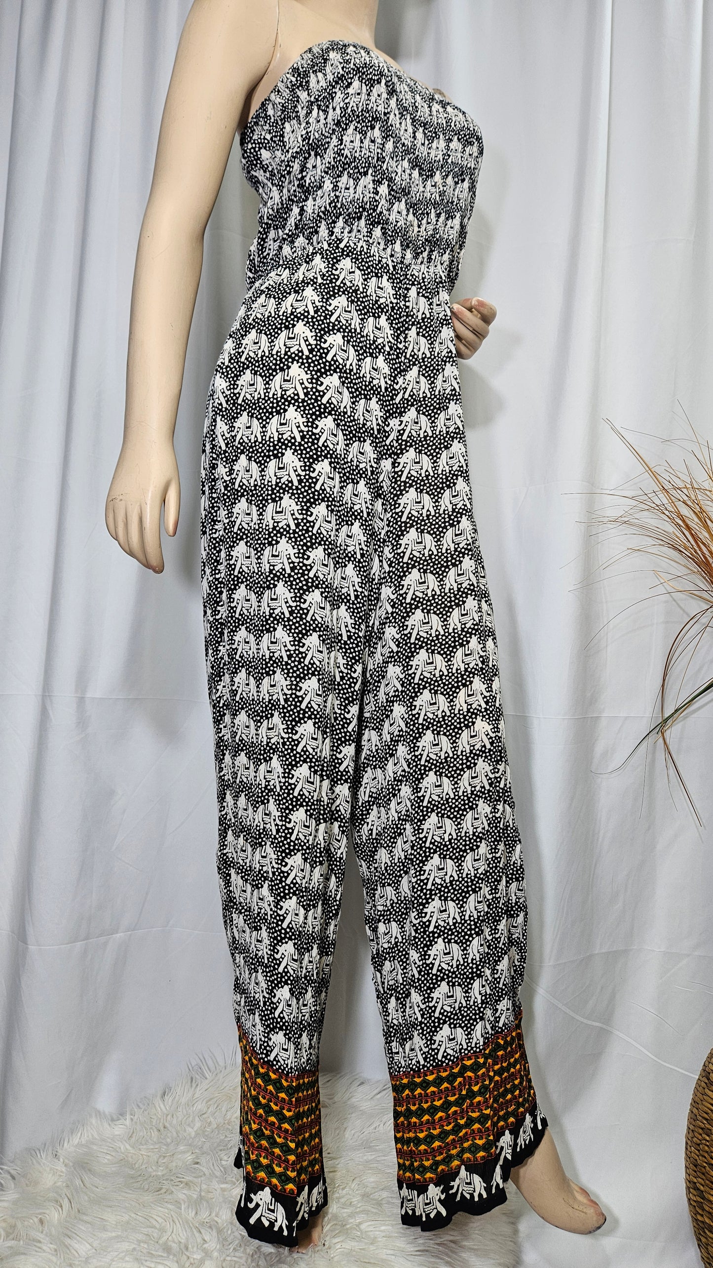 Wide leg Jumpsuit Palazzo Style Elephant Print Jumpsuit
