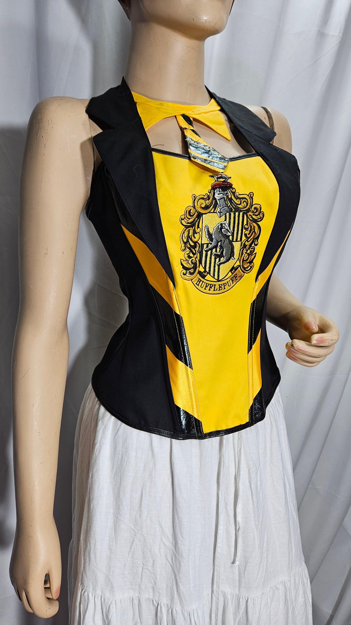 Hufflepuff Detachable Tie Twill Harry Potter Corset - Size S-M, New with Tags