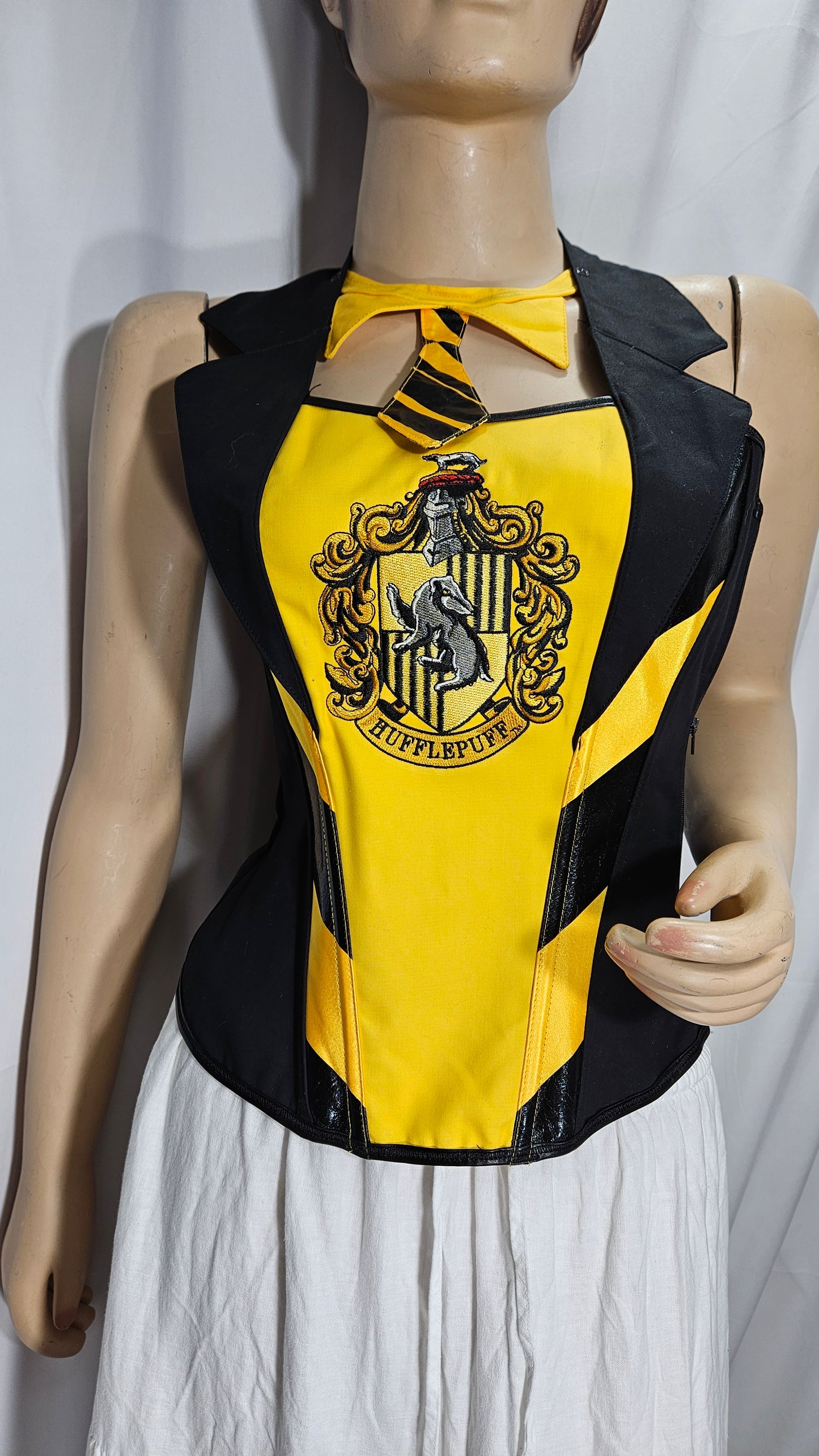 Hufflepuff Detachable Tie Twill Harry Potter Corset - Size S-M, New with Tags