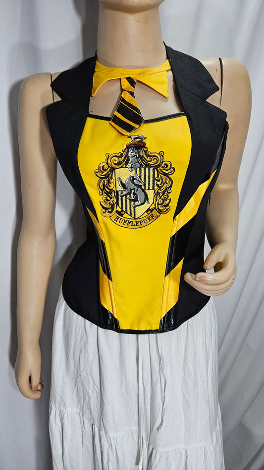 Hufflepuff Detachable Tie Twill Harry Potter Corset - Size S-M, New with Tags