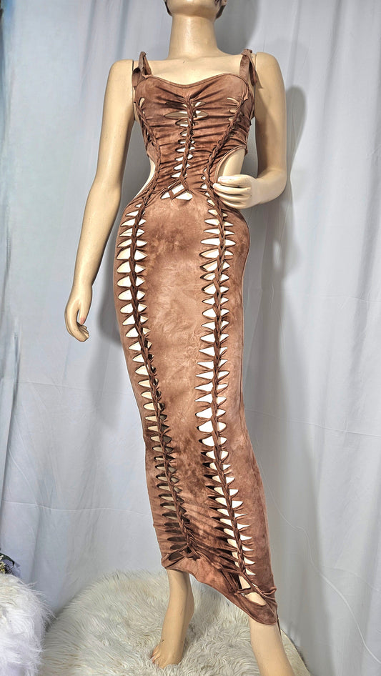 Lattice Cut Out Tie Shoulder Tie Dye Slinky Dress Maxi Dress - NWT Dress colorful dress