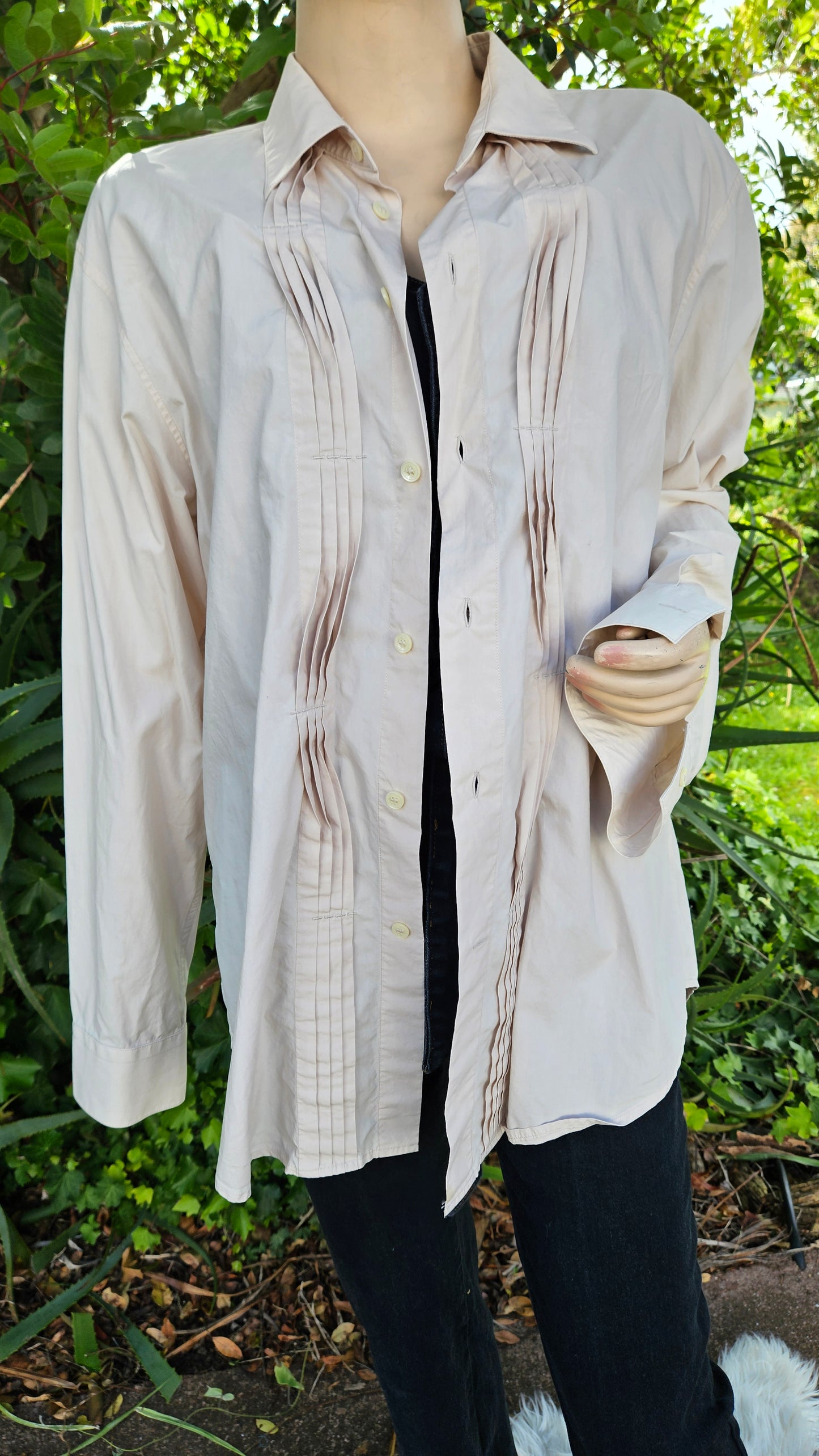 Beige Calvin Klein Long Sleeves Shirt Size XL