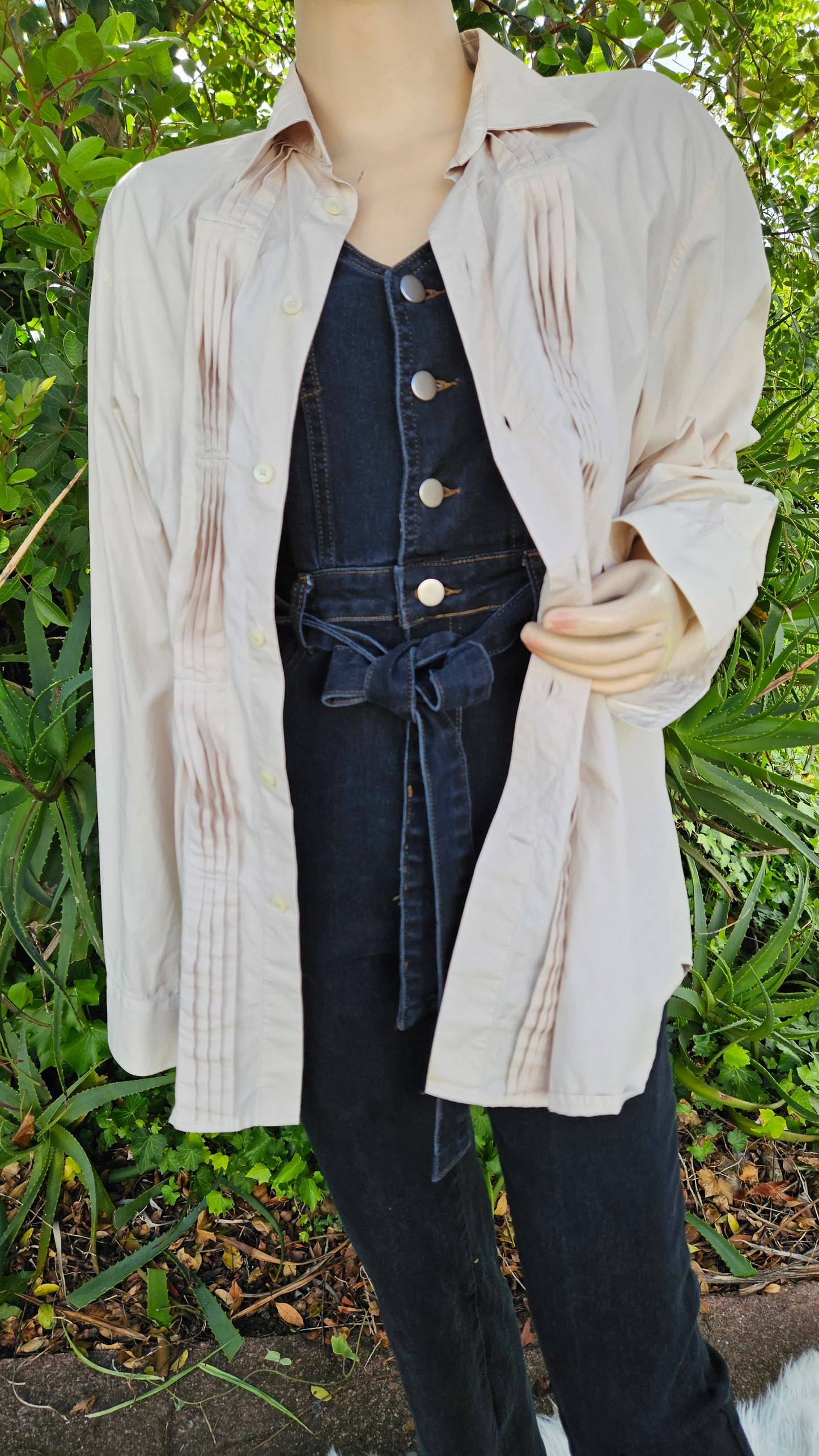 Beige Calvin Klein Long Sleeves Shirt Size XL
