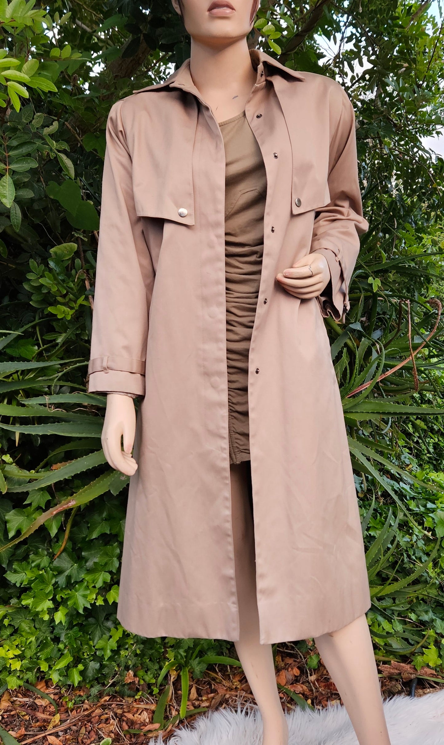 Preloved Trench Coat - Beige Vintage Trench Long Coat Size 8