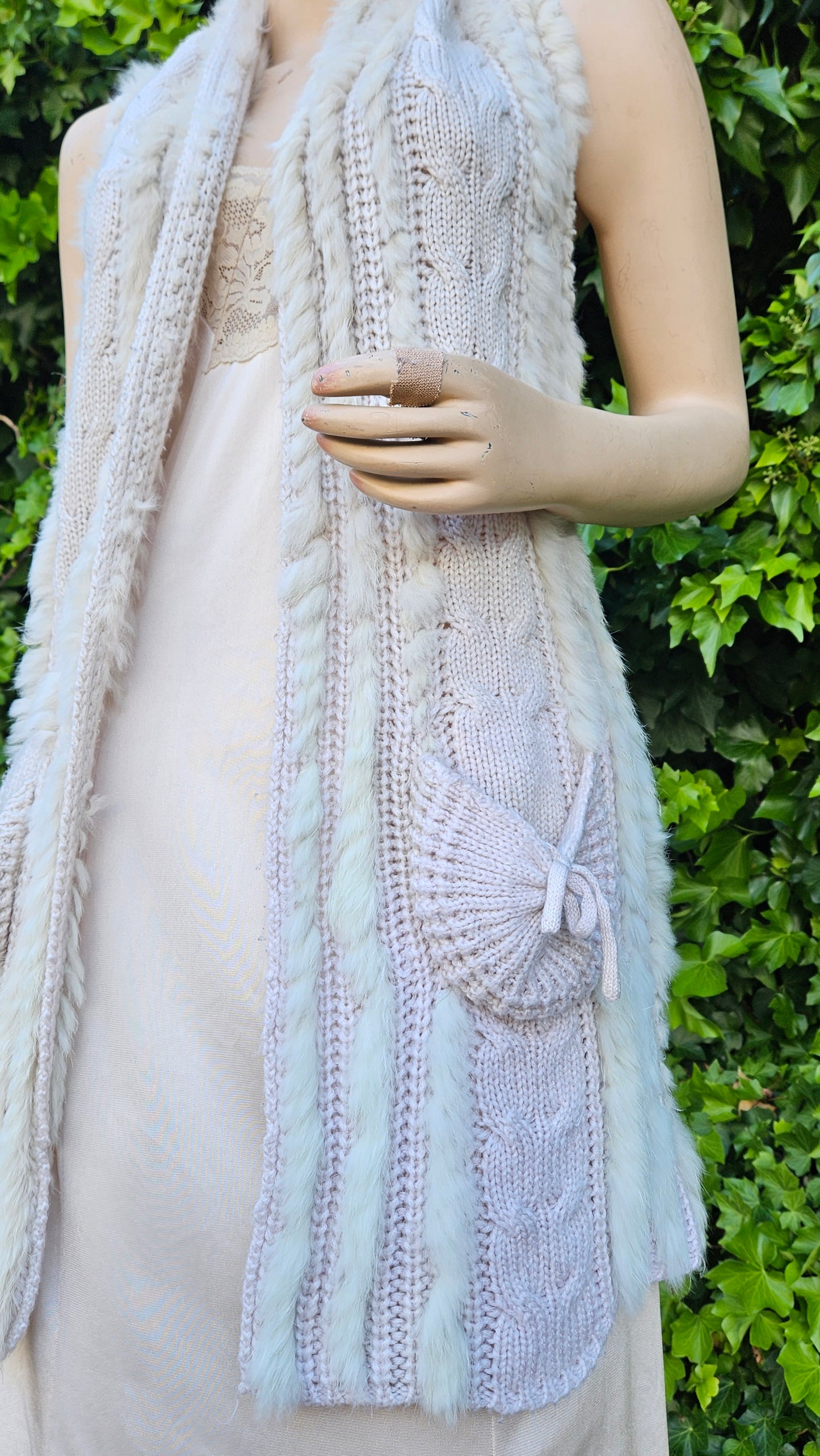 Beige bohemian Crochet vest Womens Crochet Knit