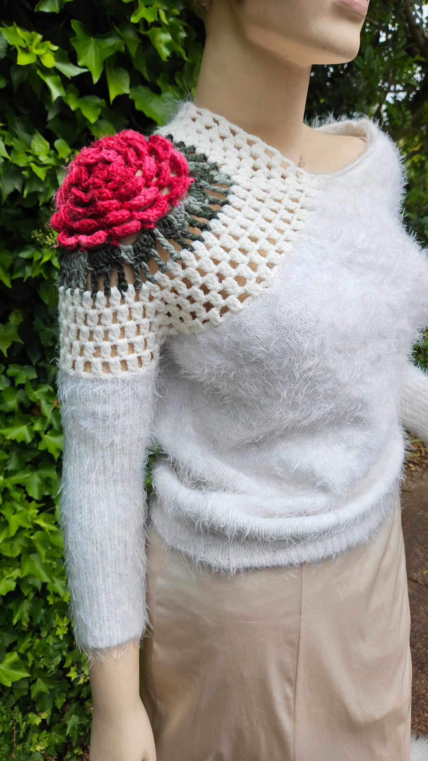 Unique rose Knit Sweater Crochet Top