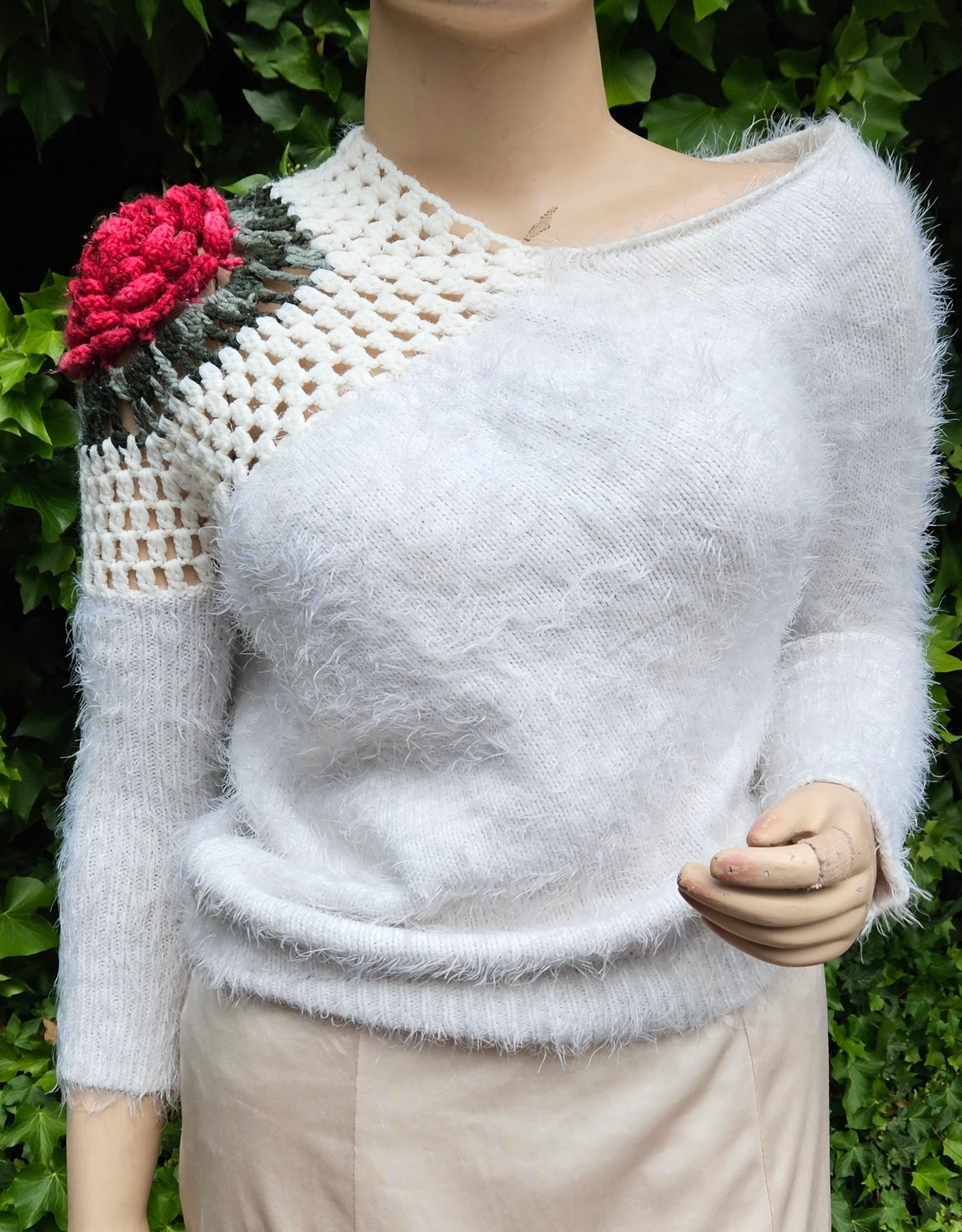 Unique rose Knit Sweater Crochet Top