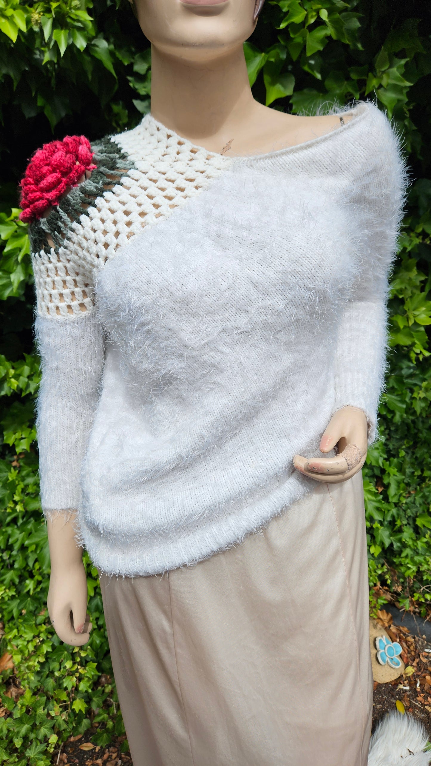 Unique rose Knit Sweater Crochet Top