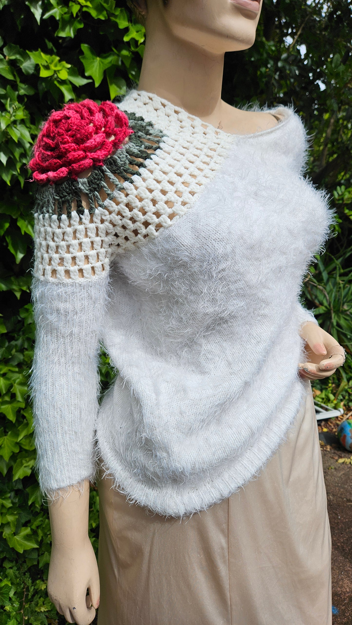 Unique rose Knit Sweater Crochet Top