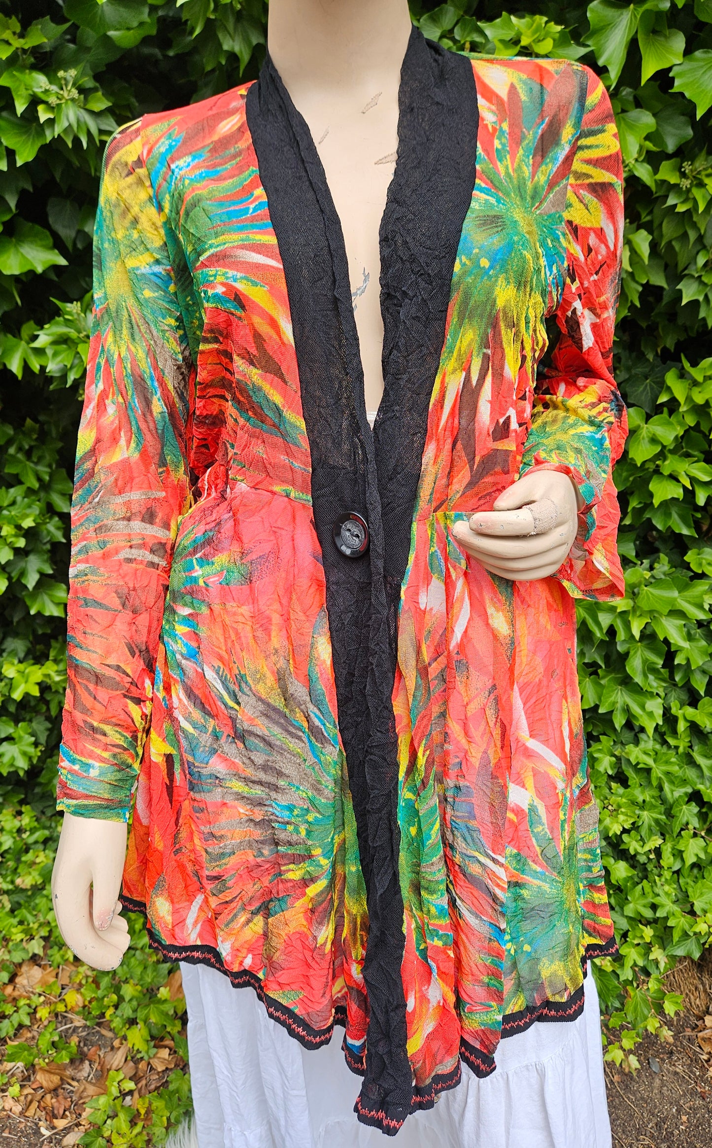 Asymmetrical Mesh Floral light Jacket Size 12