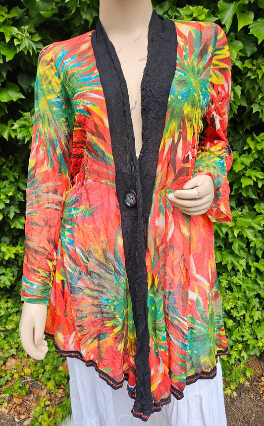 Asymmetrical Mesh Floral light Jacket Size 12