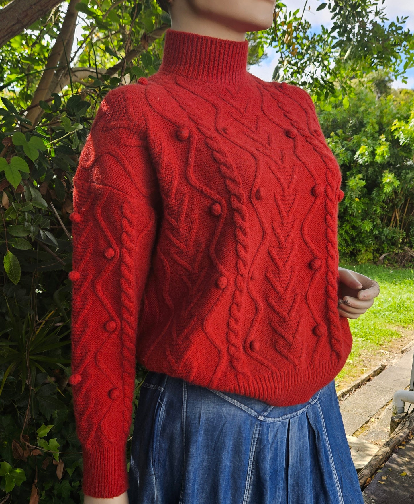 Cable Knit Sweater - Turtle Neck Knit Top - Preloved Pullovers