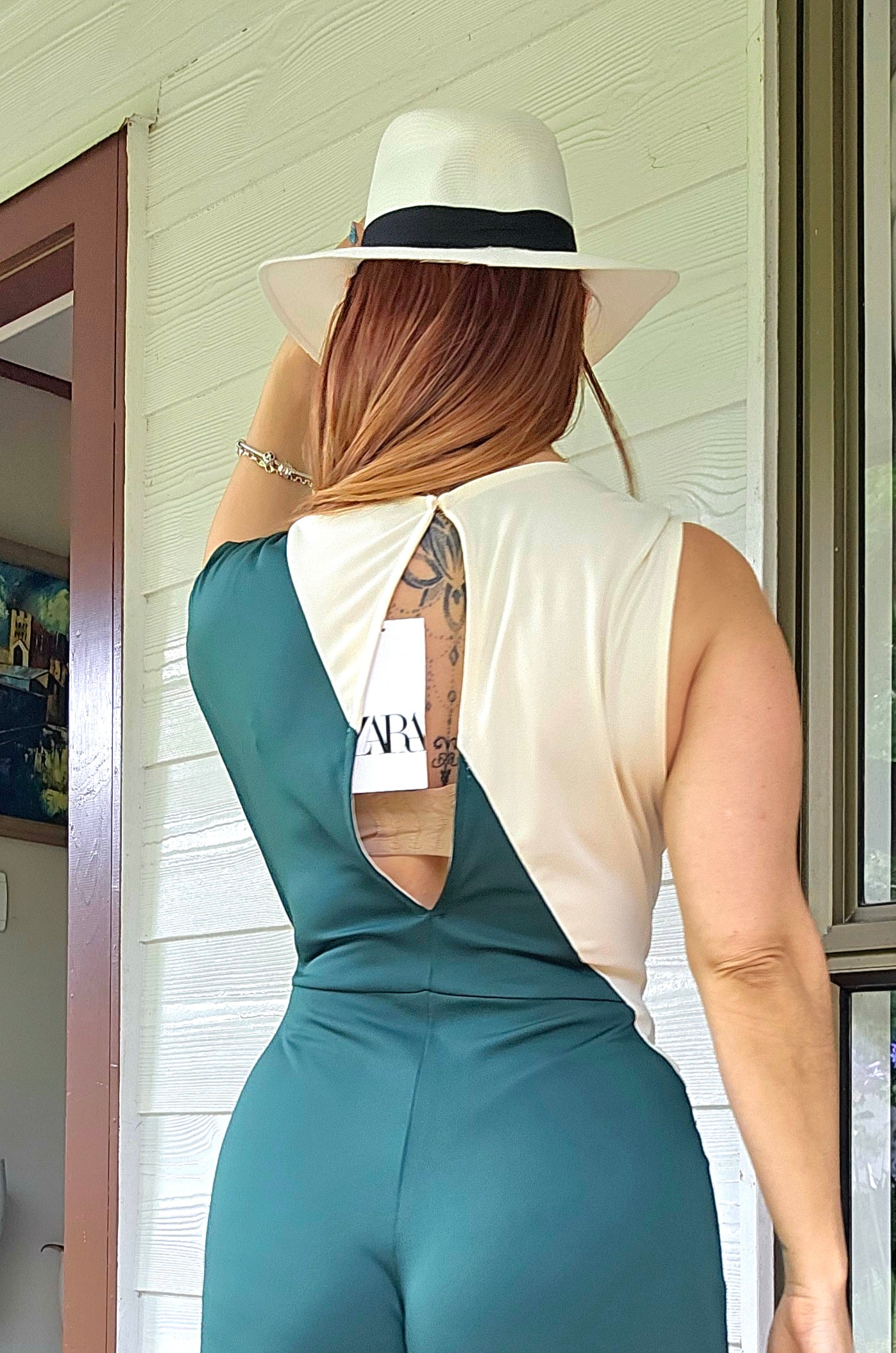 ZARA Jumpsuit Color Block Hunter Green Wide Leg- Preloved Jumpsuit - NWT jumpsuit