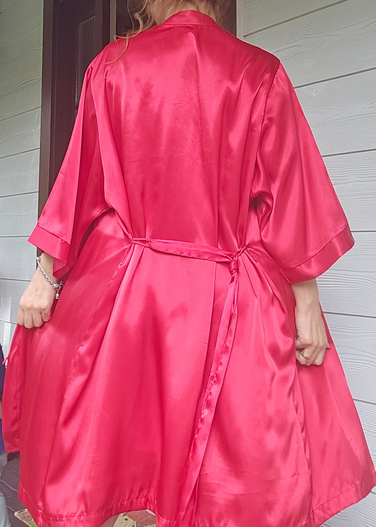 Hilton Lace Belted Satin Robe Set with slip dress Slip dress - lingerie