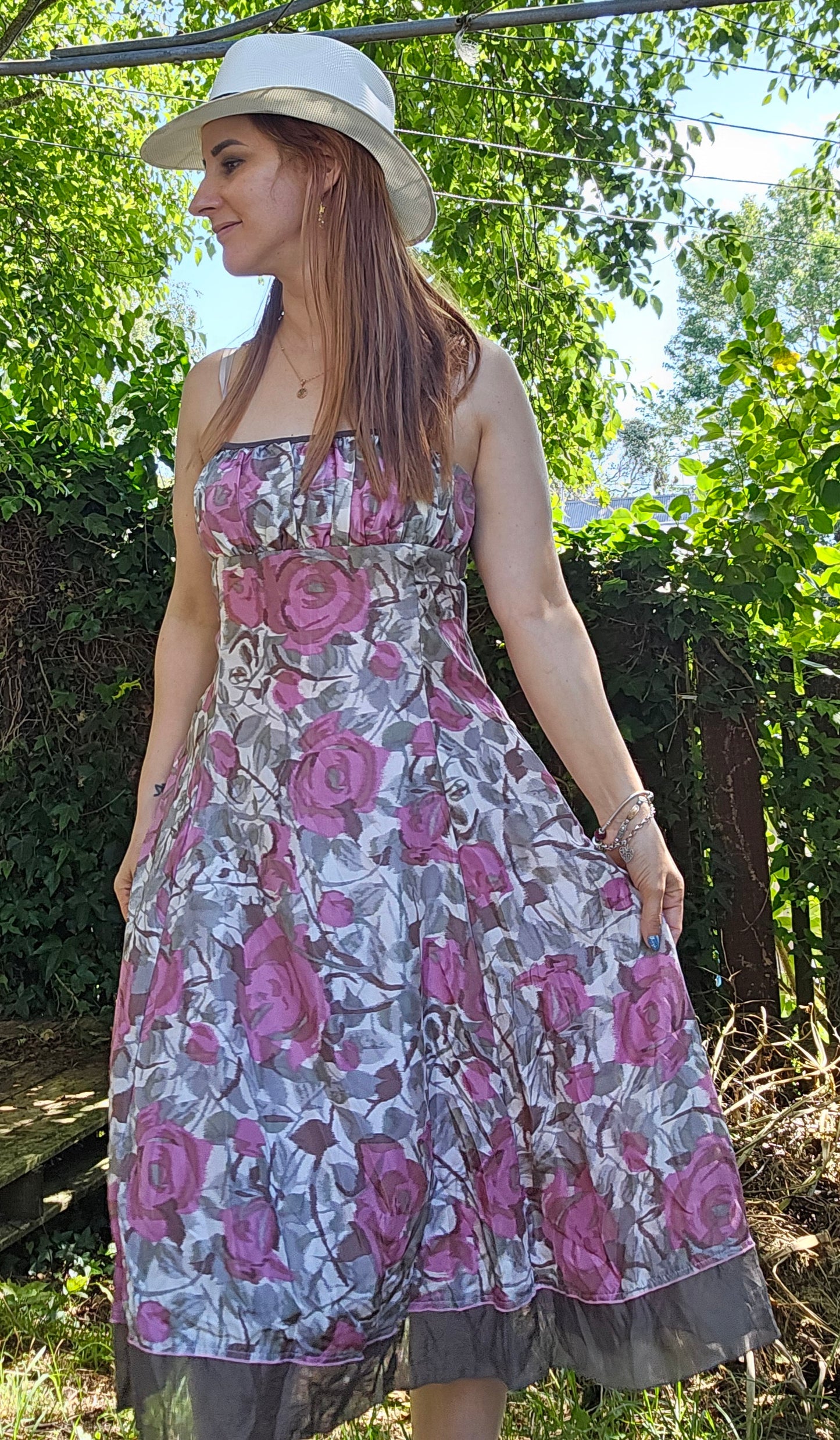 Madge Silk Rose Dress Made in New Zealand