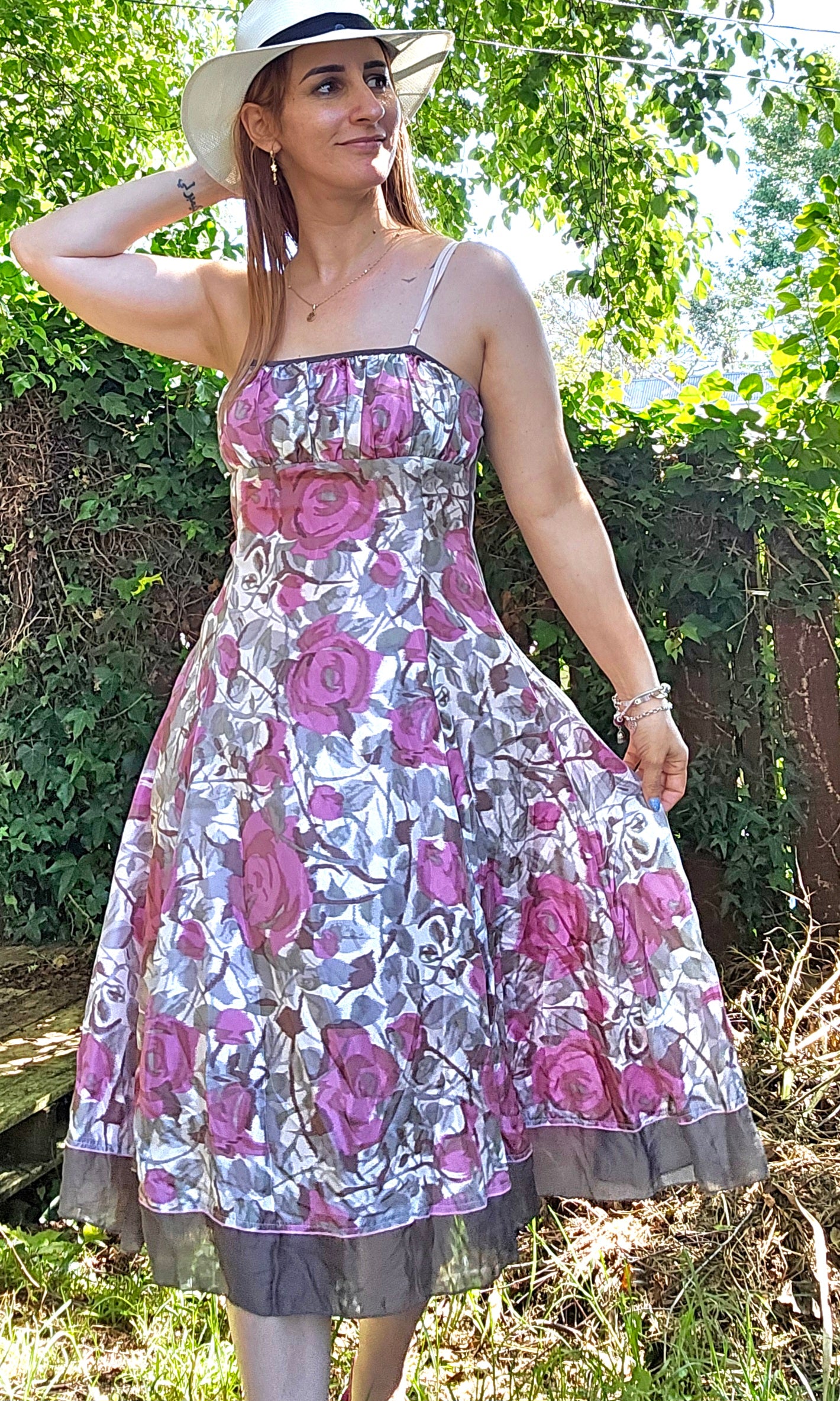 Madge Silk Rose Dress Made in New Zealand