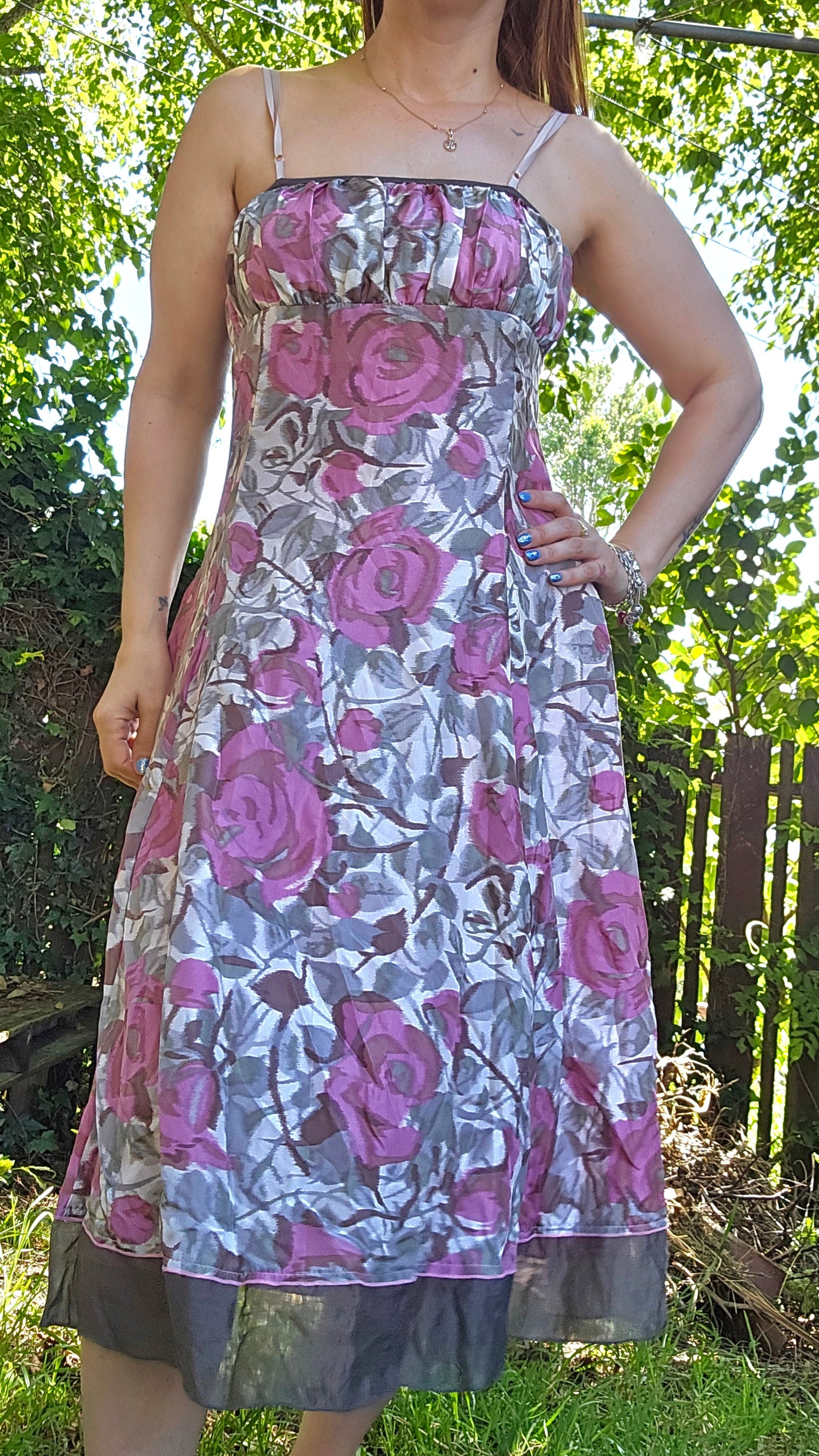 Madge Silk Rose Dress Made in New Zealand