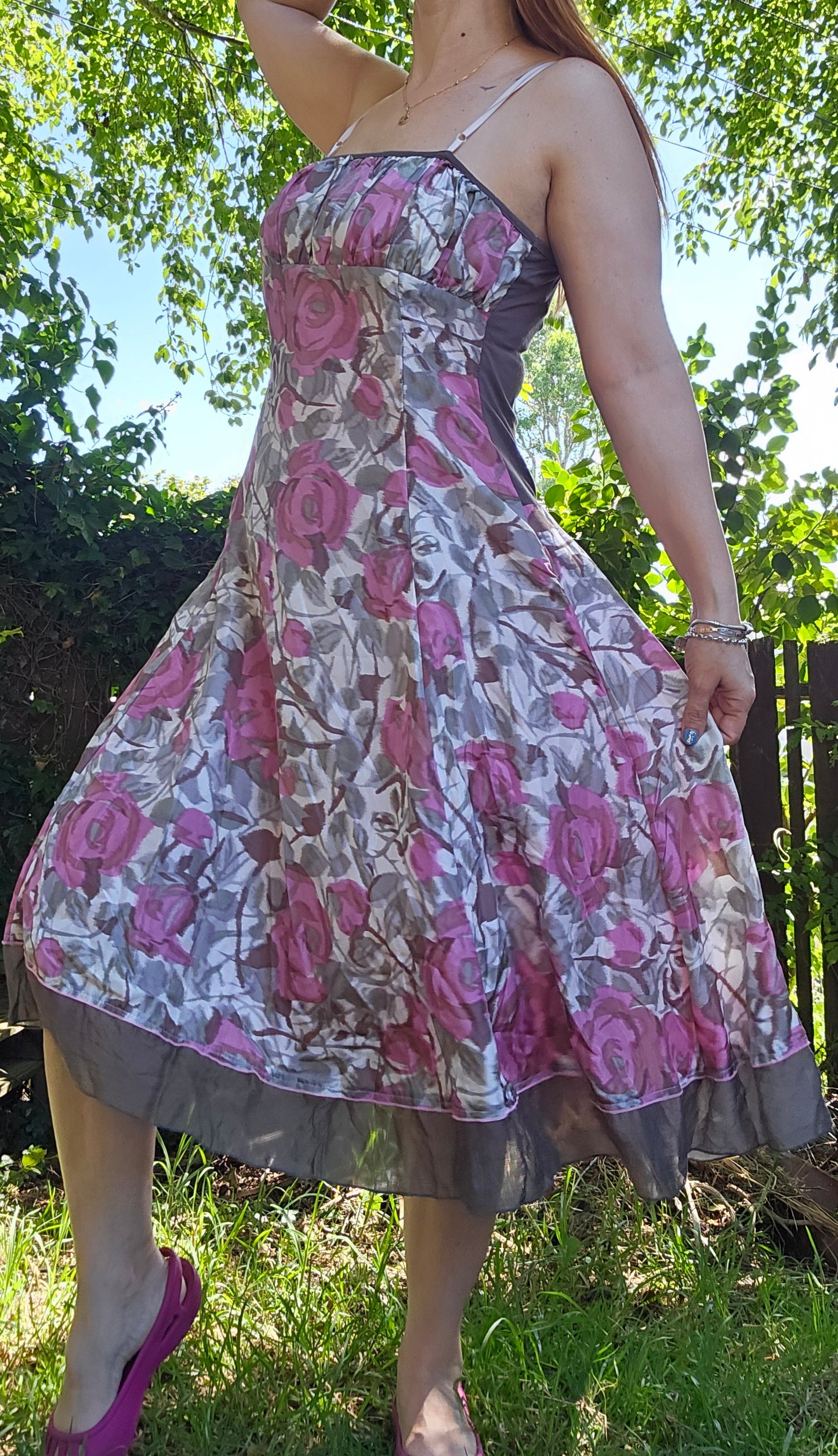 Madge Silk Rose Dress Made in New Zealand