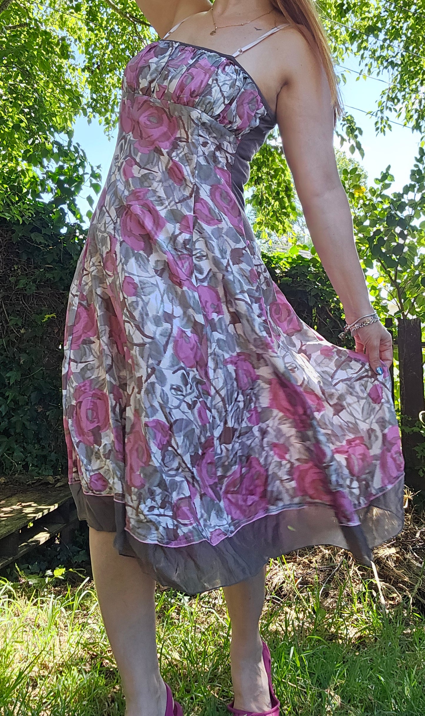 Madge Silk Rose Dress Made in New Zealand