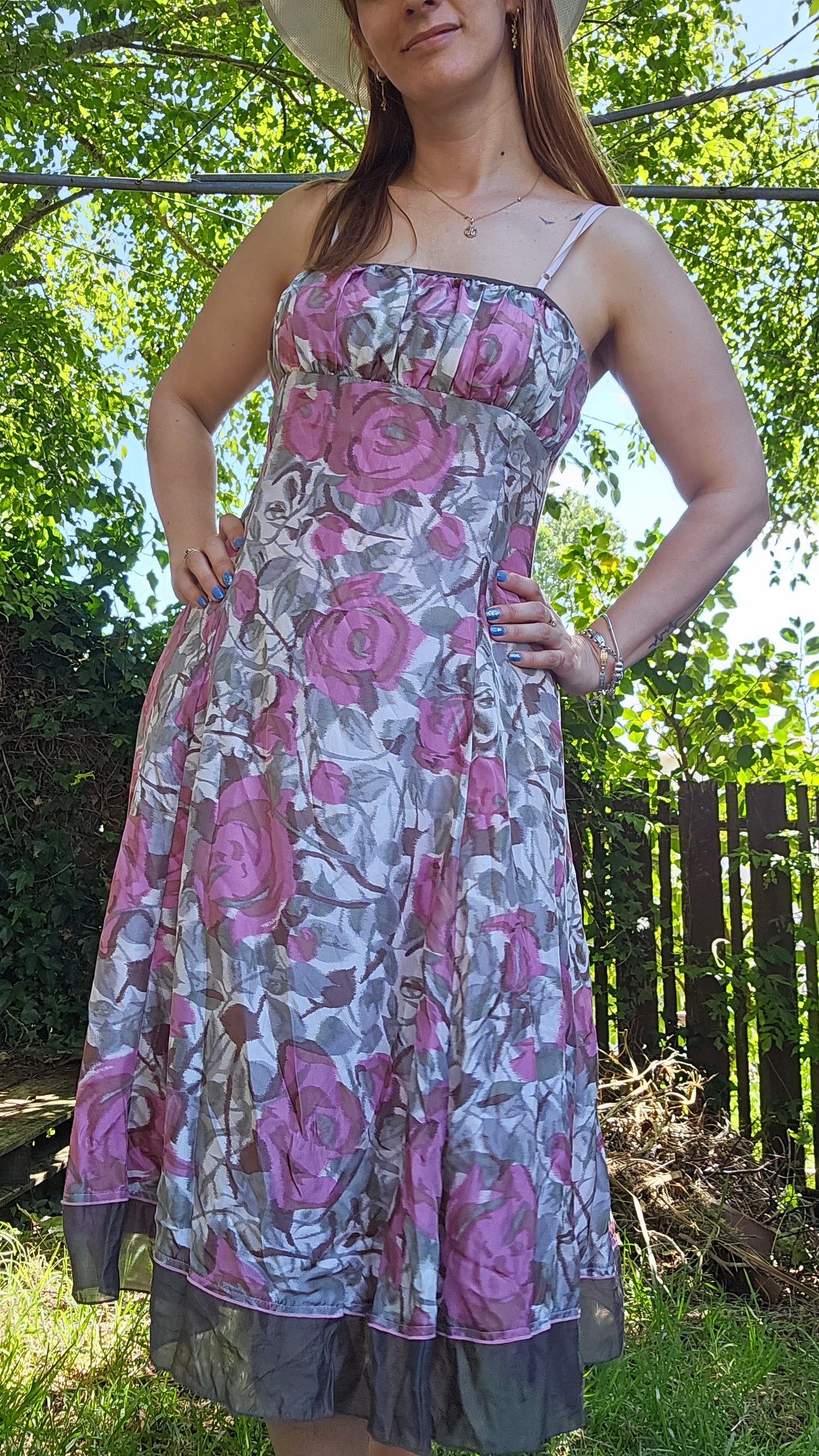Madge Silk Rose Dress Made in New Zealand