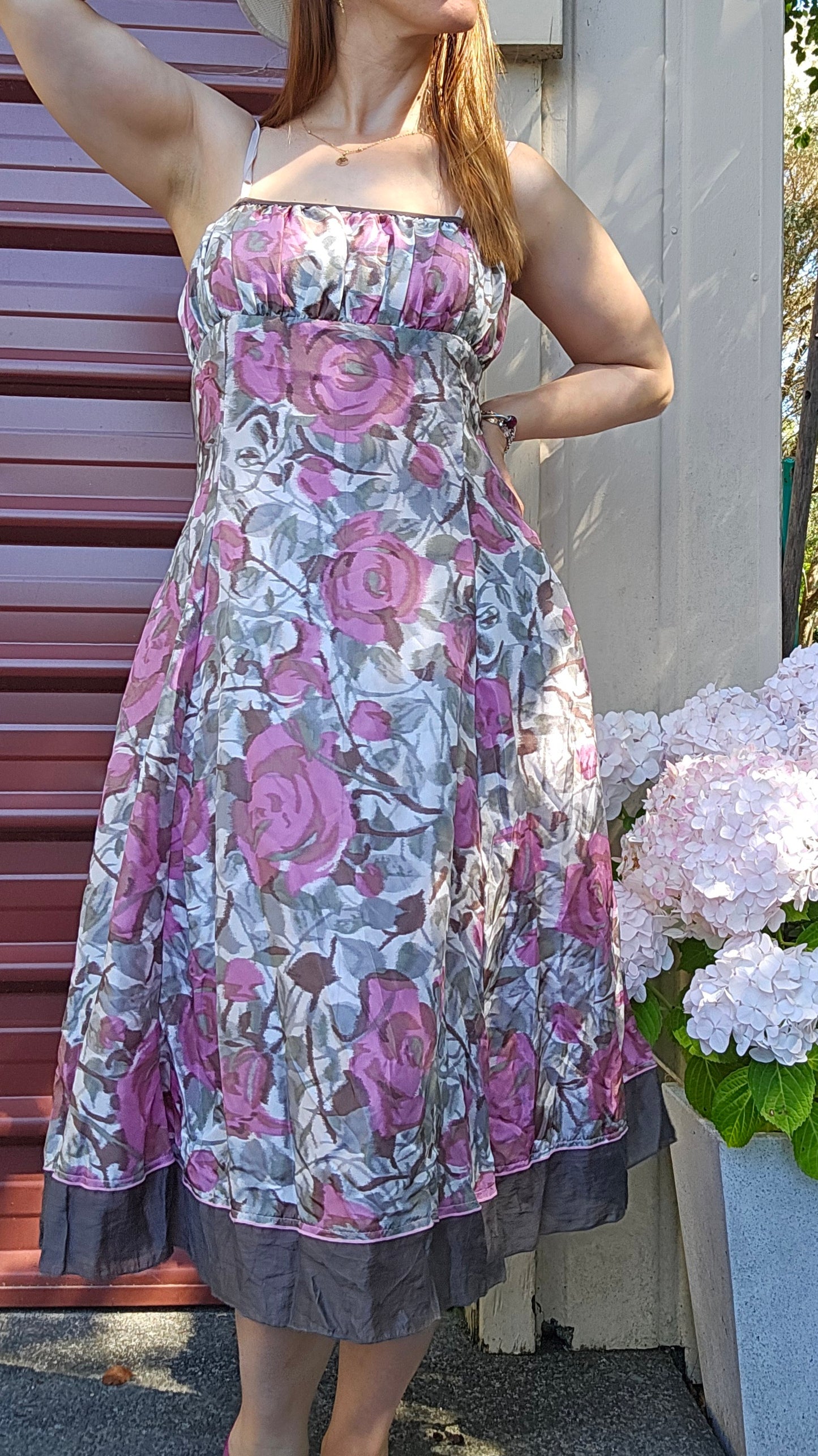 Madge Silk Rose Dress Made in New Zealand