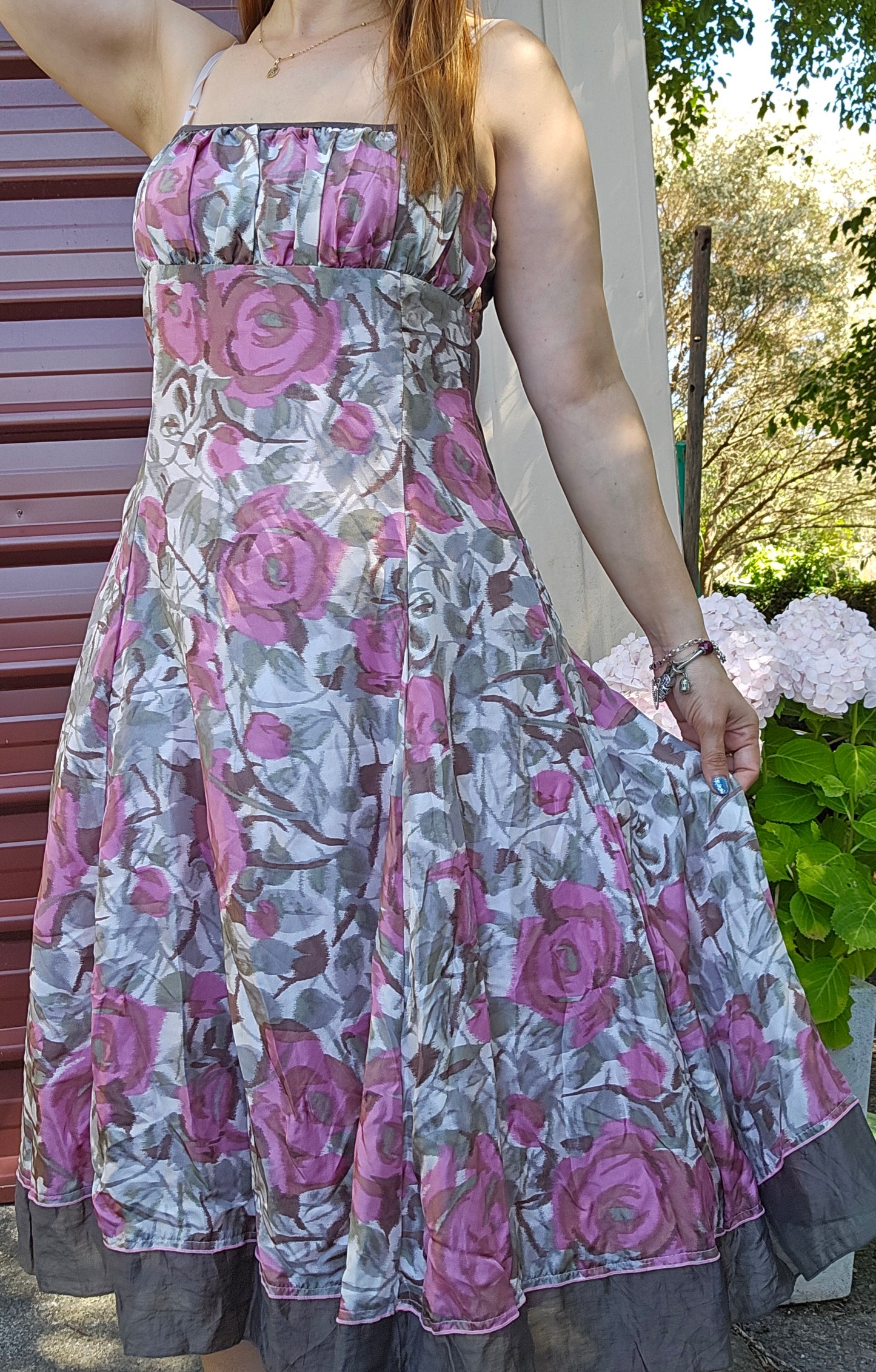 Madge Silk Rose Dress Made in New Zealand