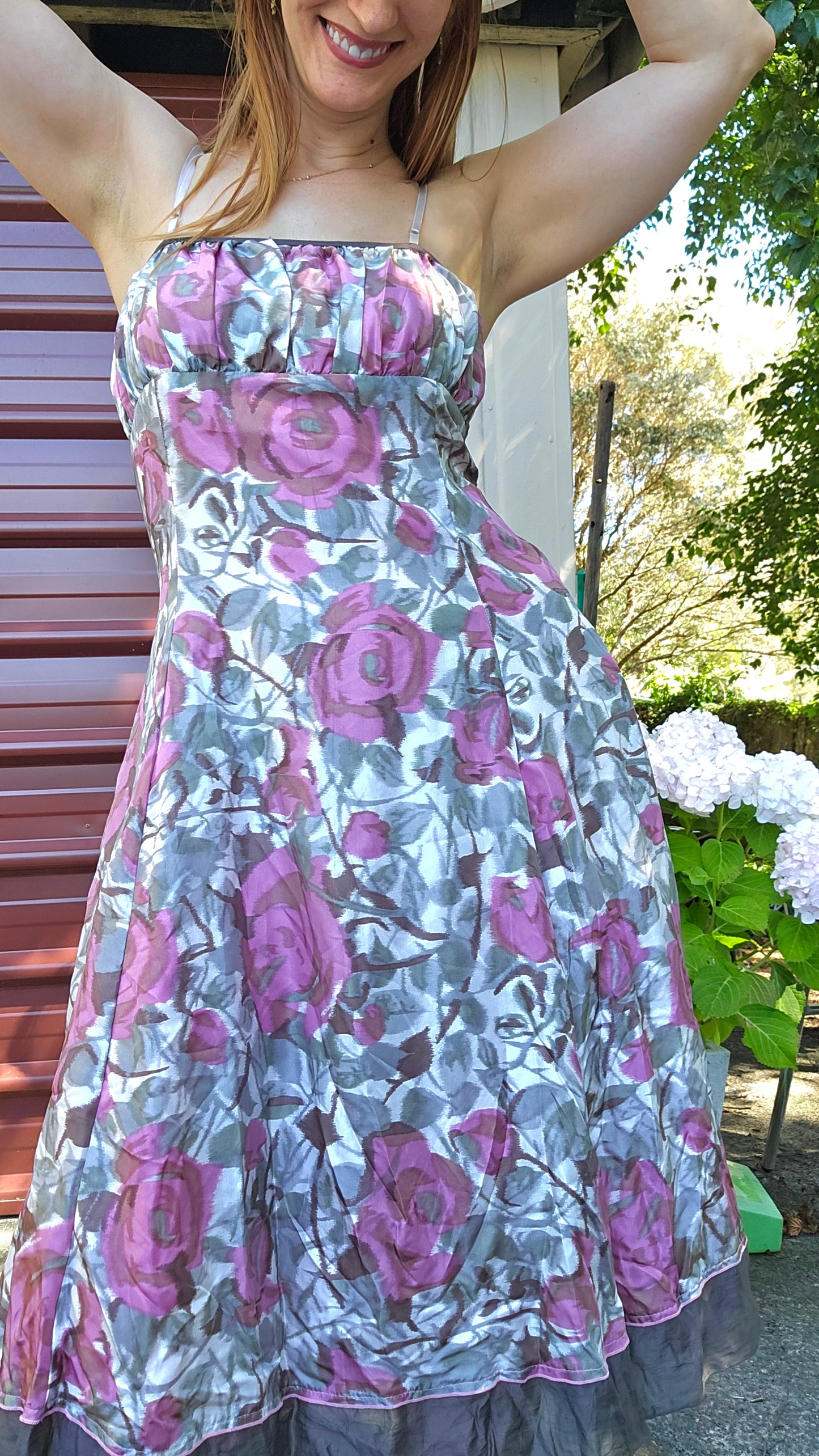 Madge Silk Rose Dress Made in New Zealand