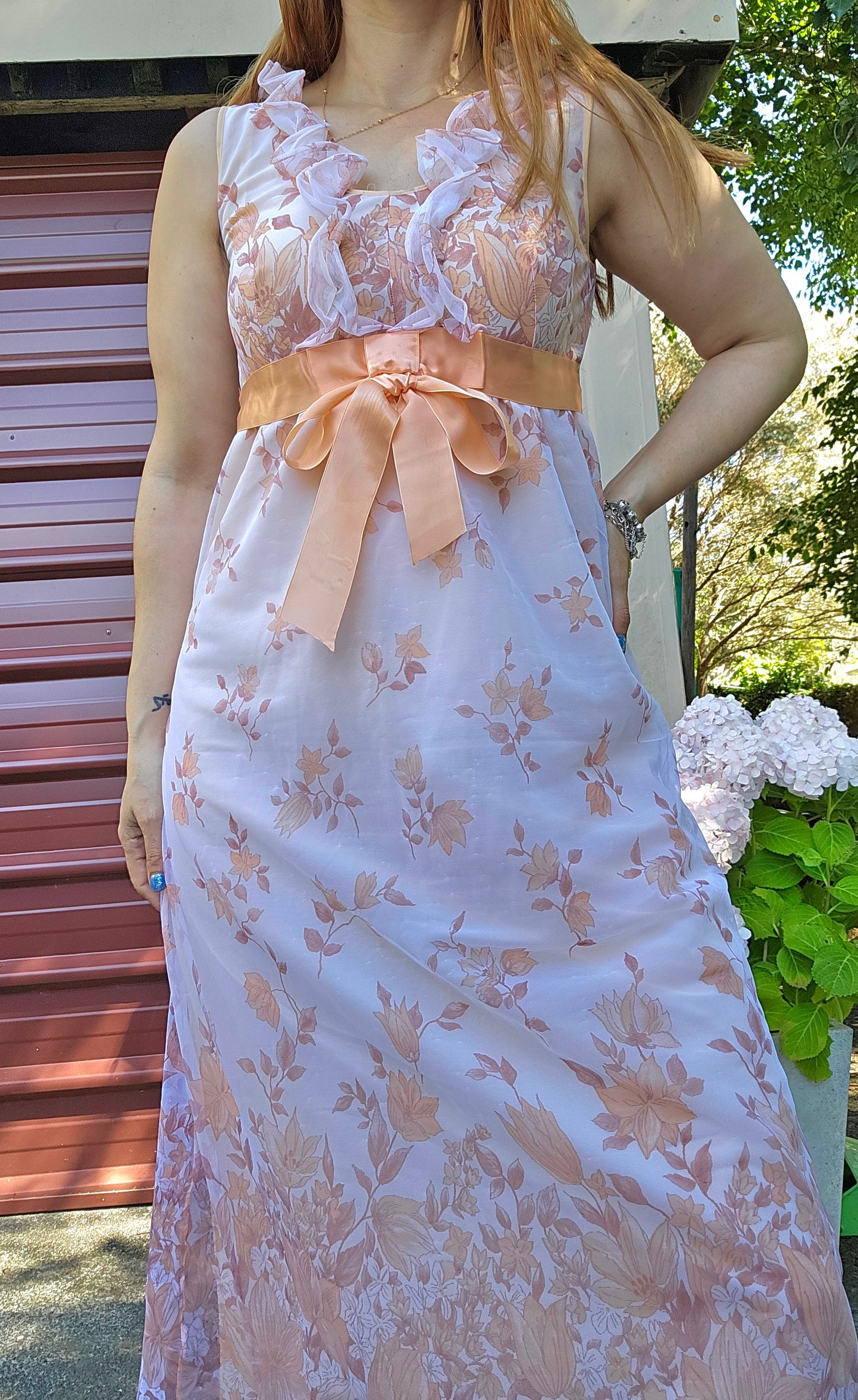 Women's Pink and Orange Dress 60s Vintage Nightie by St Michael Slip Dress – Slipwear