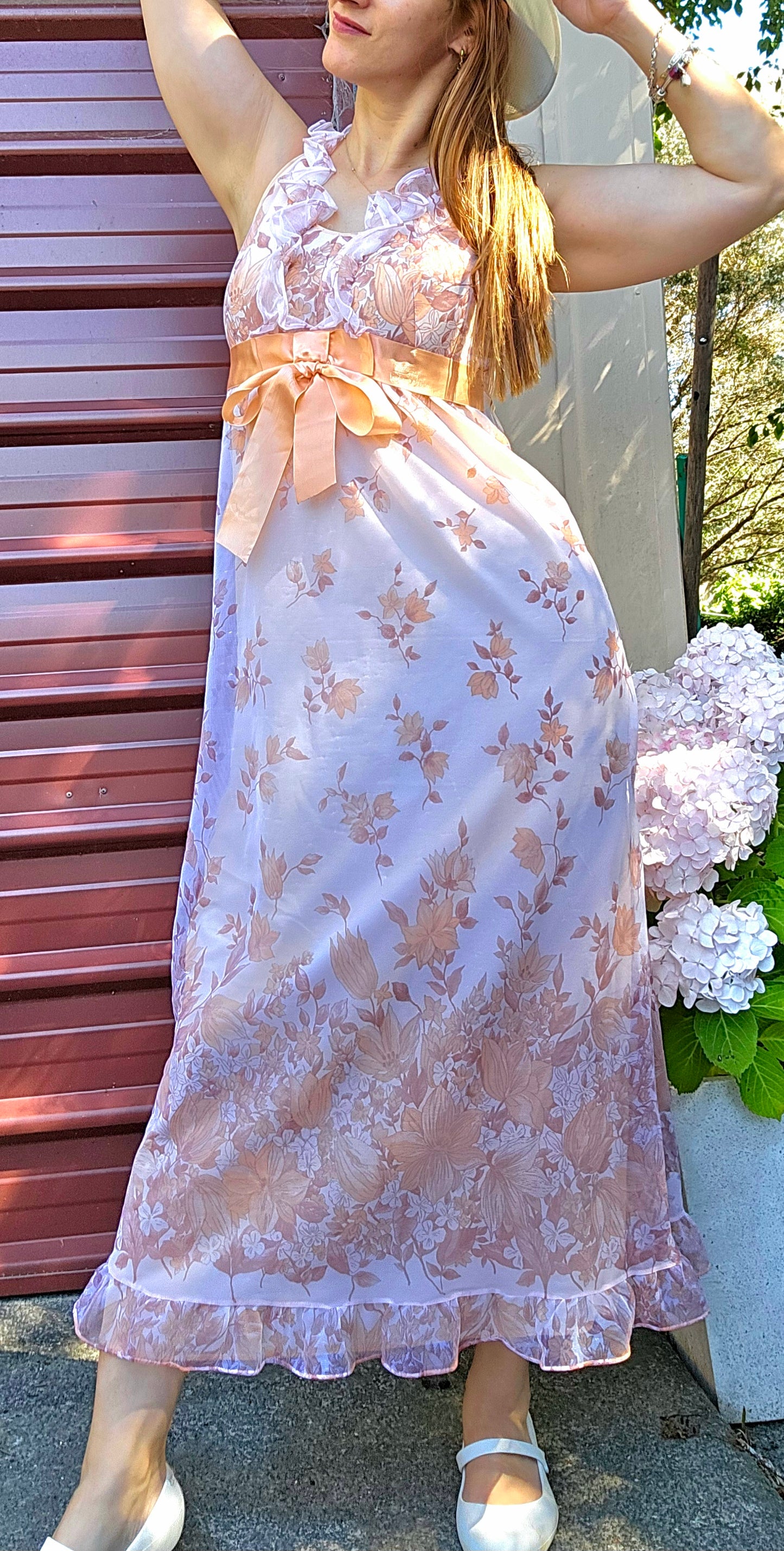 Women's Pink and Orange Dress 60s Vintage Nightie by St Michael Slip Dress – Slipwear