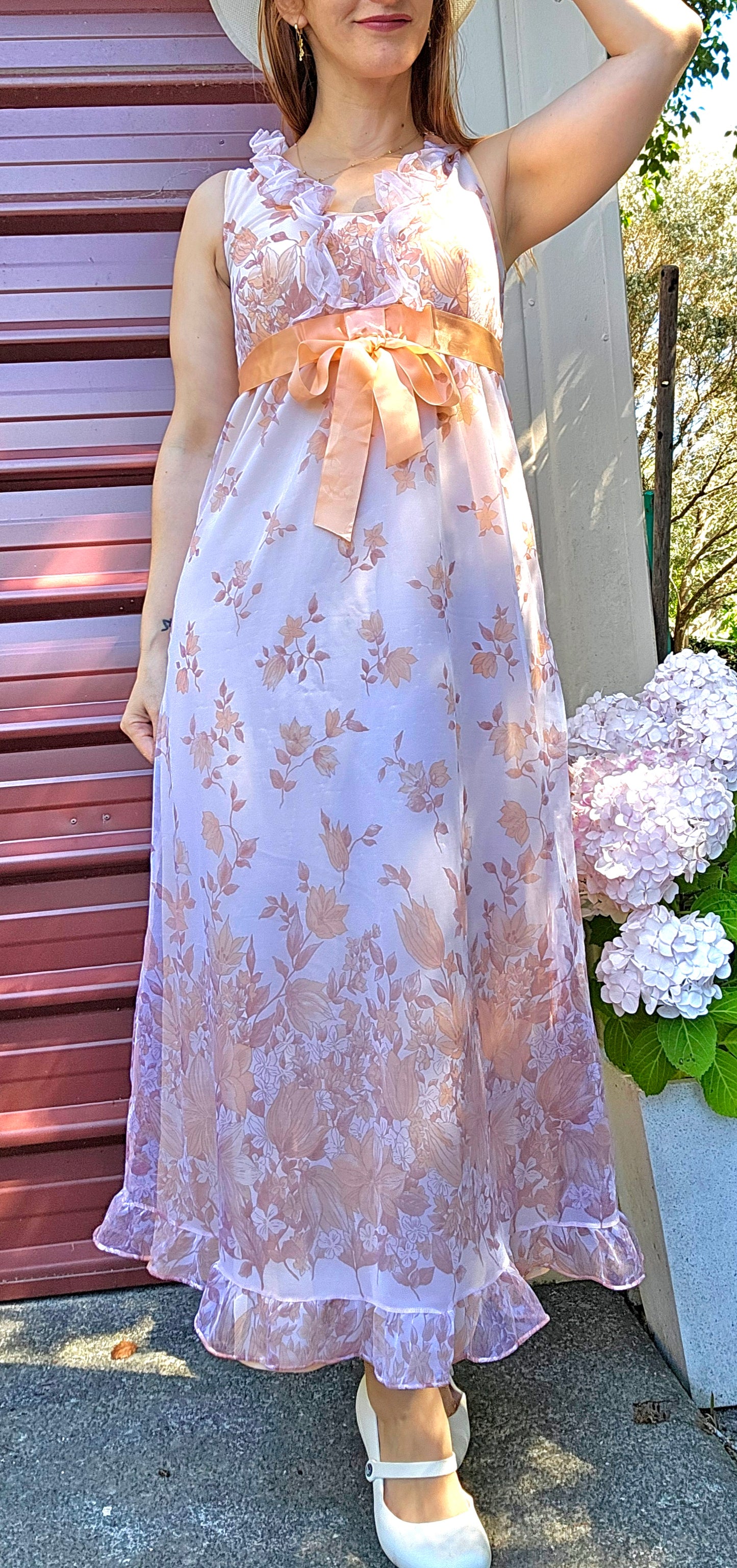 Women's Pink and Orange Dress 60s Vintage Nightie by St Michael Slip Dress – Slipwear