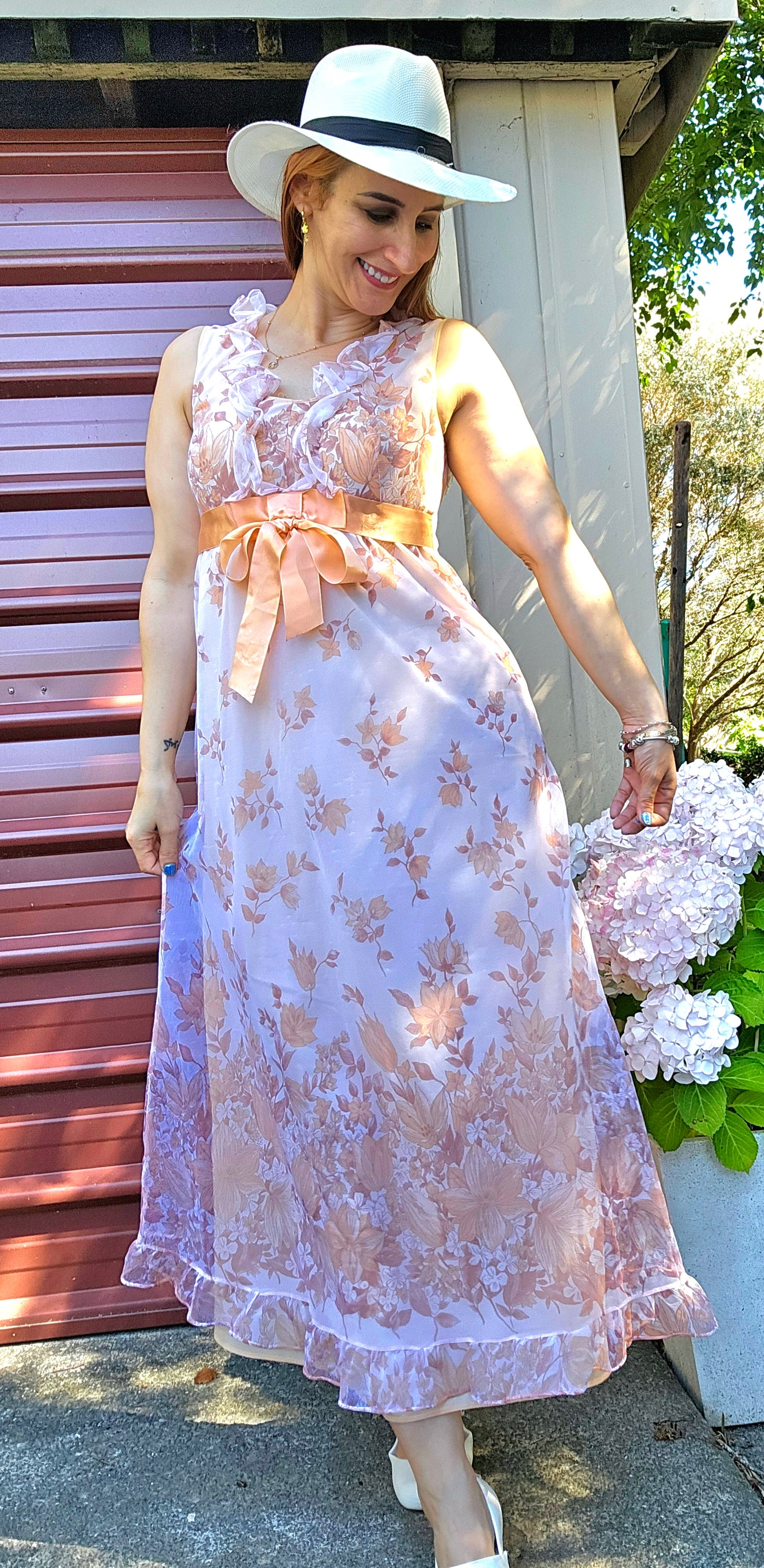 Women's Pink and Orange Dress 60s Vintage Nightie by St Michael Slip Dress – Slipwear