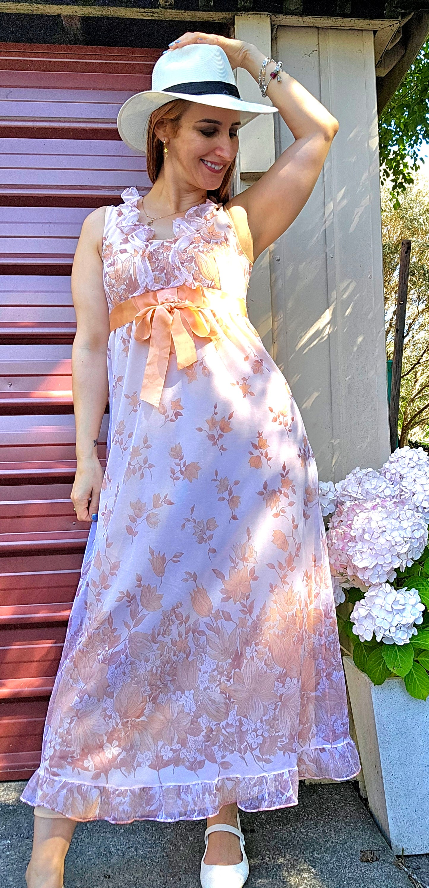 Women's Pink and Orange Dress 60s Vintage Nightie by St Michael Slip Dress – Slipwear