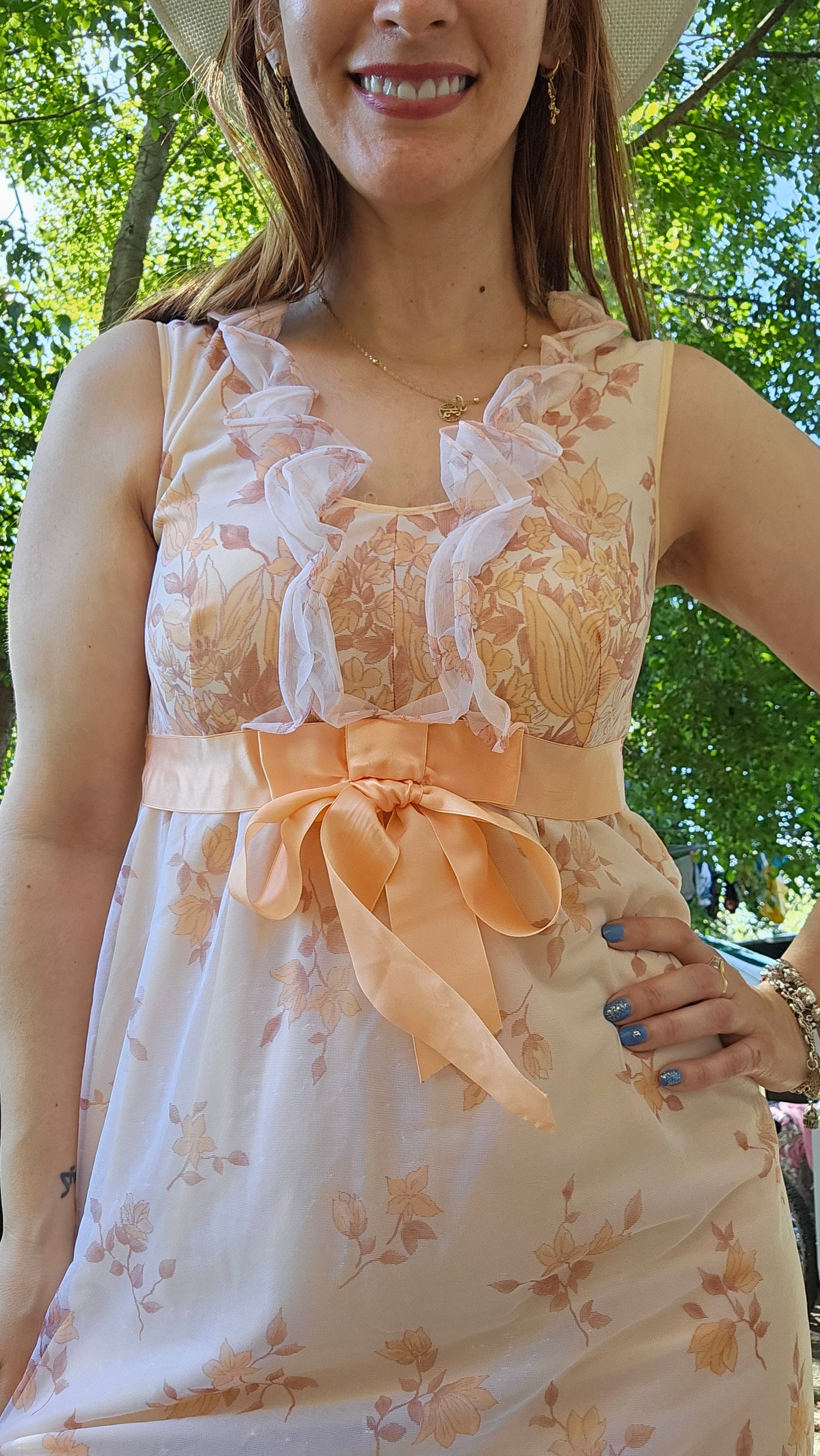 Women's Pink and Orange Dress 60s Vintage Nightie by St Michael Slip Dress – Slipwear