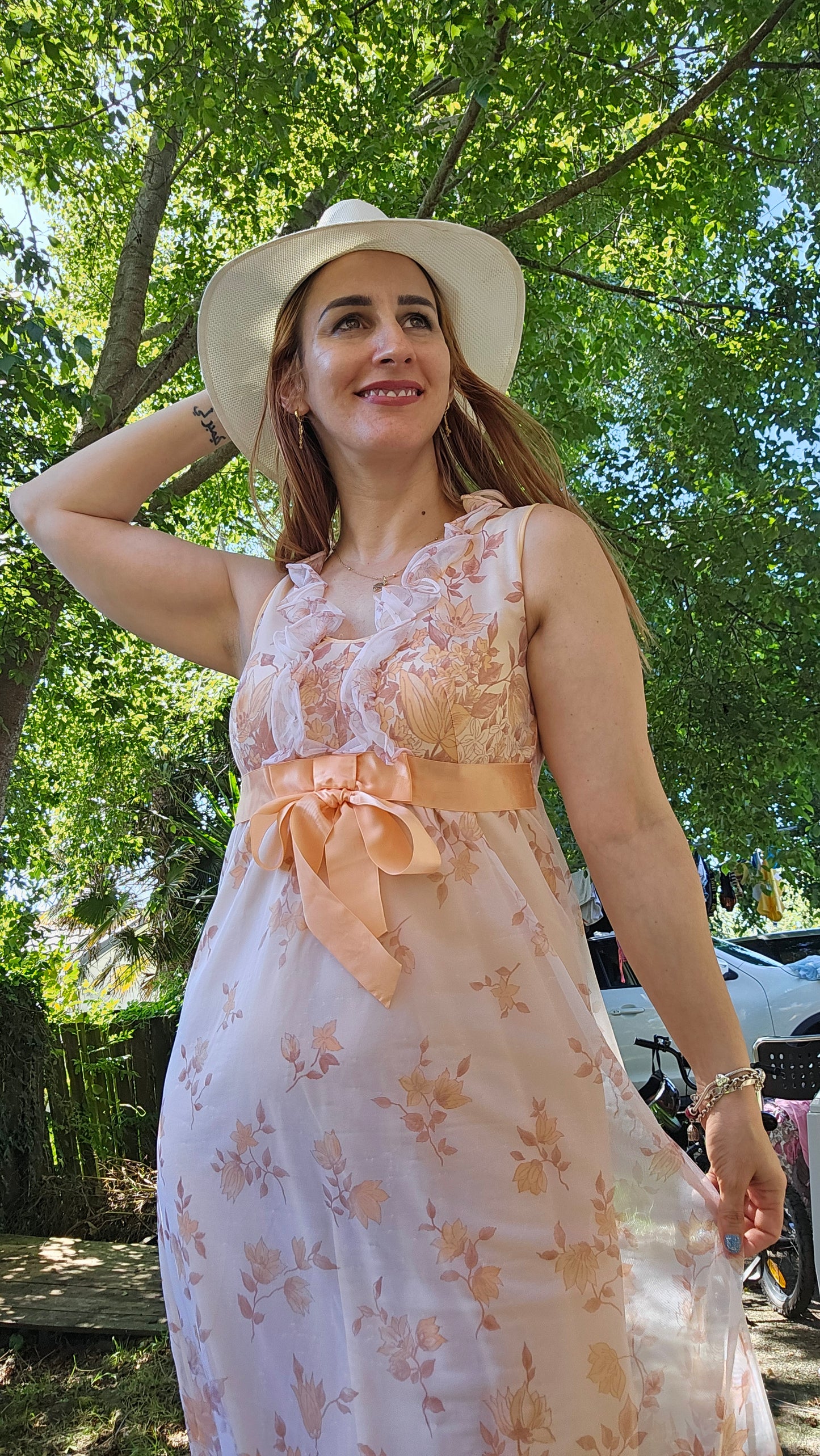 Women's Pink and Orange Dress 60s Vintage Nightie by St Michael Slip Dress – Slipwear