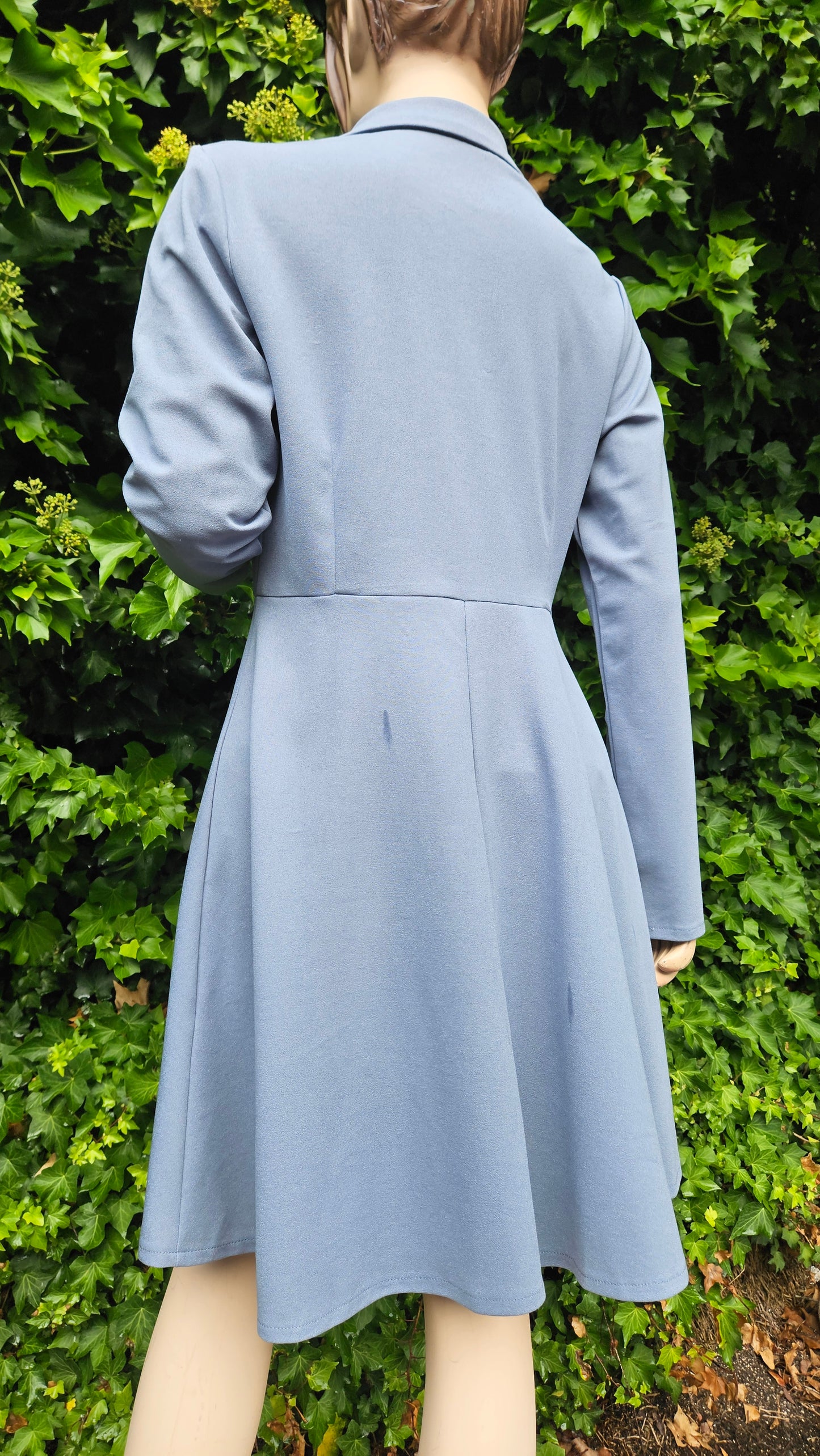 Lapel Neck Pleated Hem Blazer Dress Vintage A-Line Dress in good Condition Vintage Dress