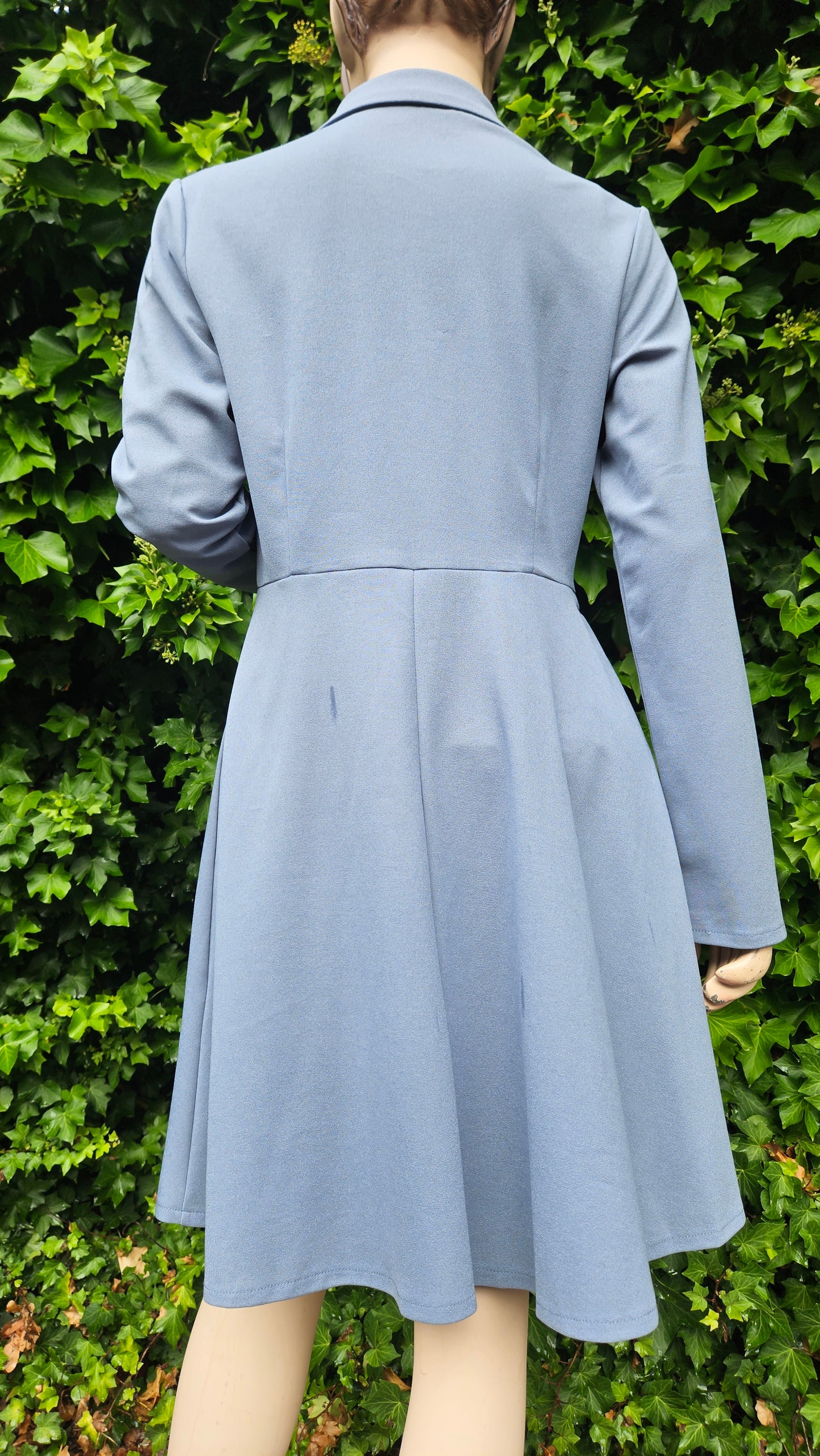 Lapel Neck Pleated Hem Blazer Dress Vintage A-Line Dress in good Condition Vintage Dress
