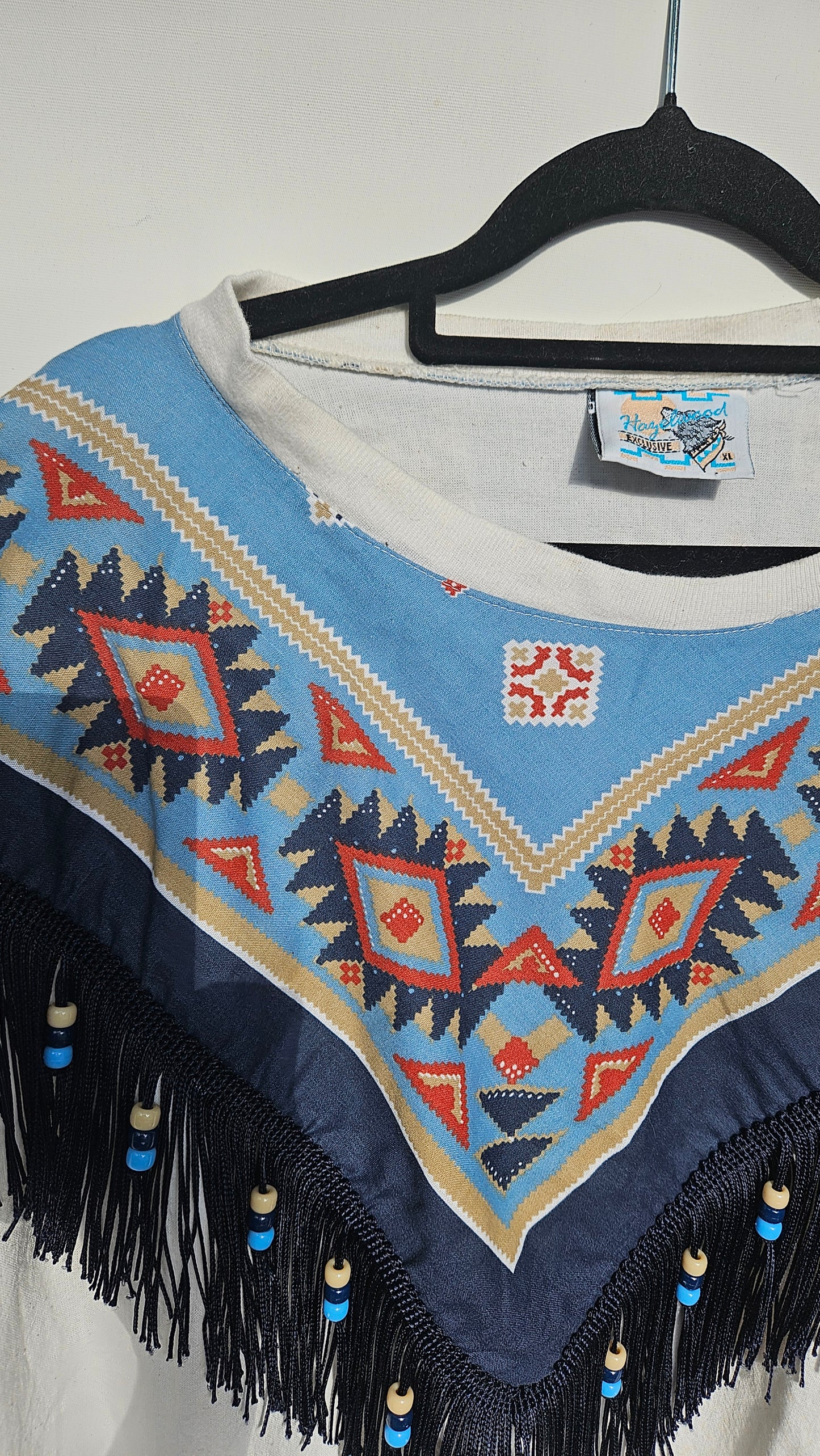 1980's Hazelwood Exclusive Womens Totally 80s Southwestern Style Fringed Shirt - Sweatshirt Vintage Crewneck - jumper