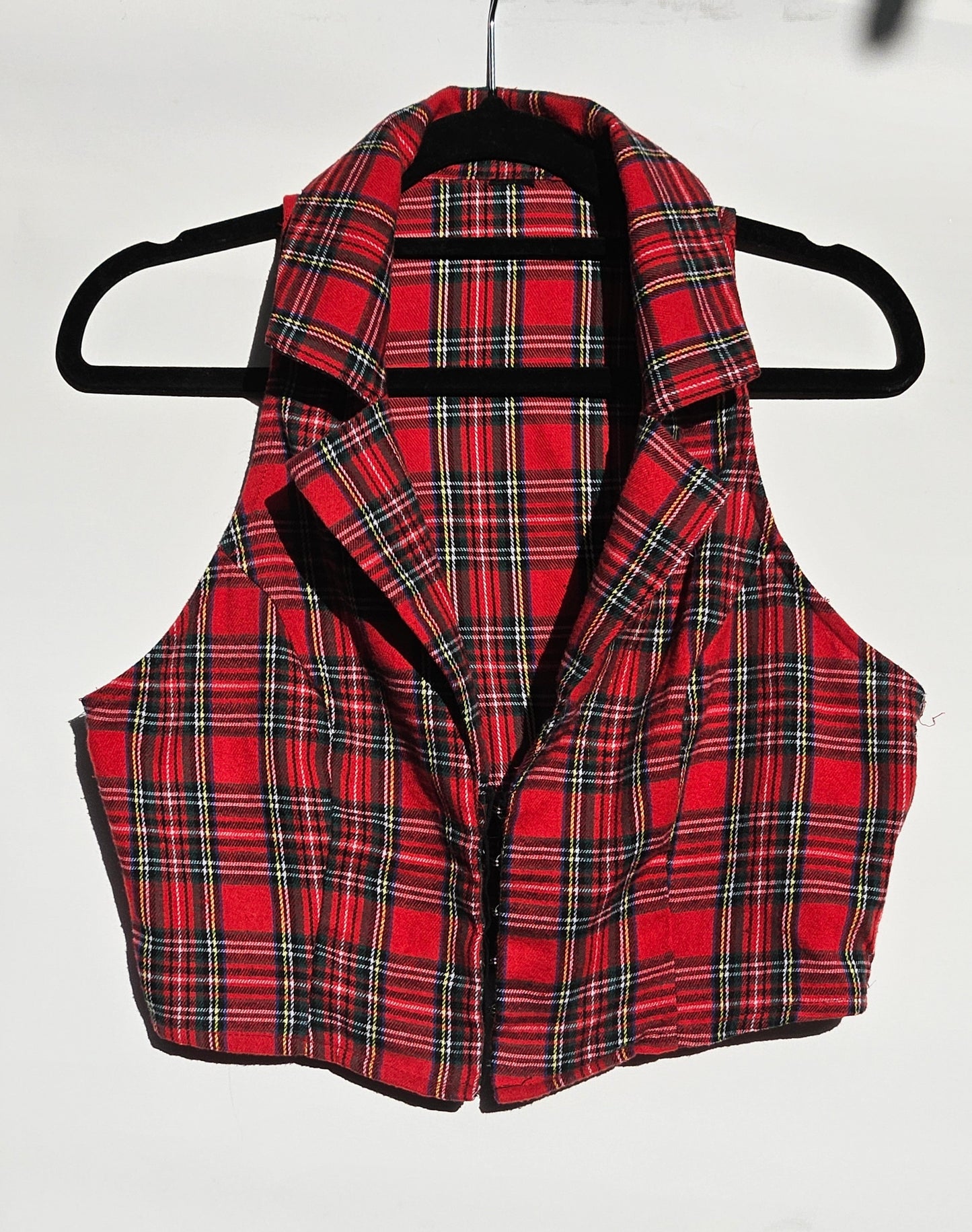 Preloved Red Plaid pattern Vest
