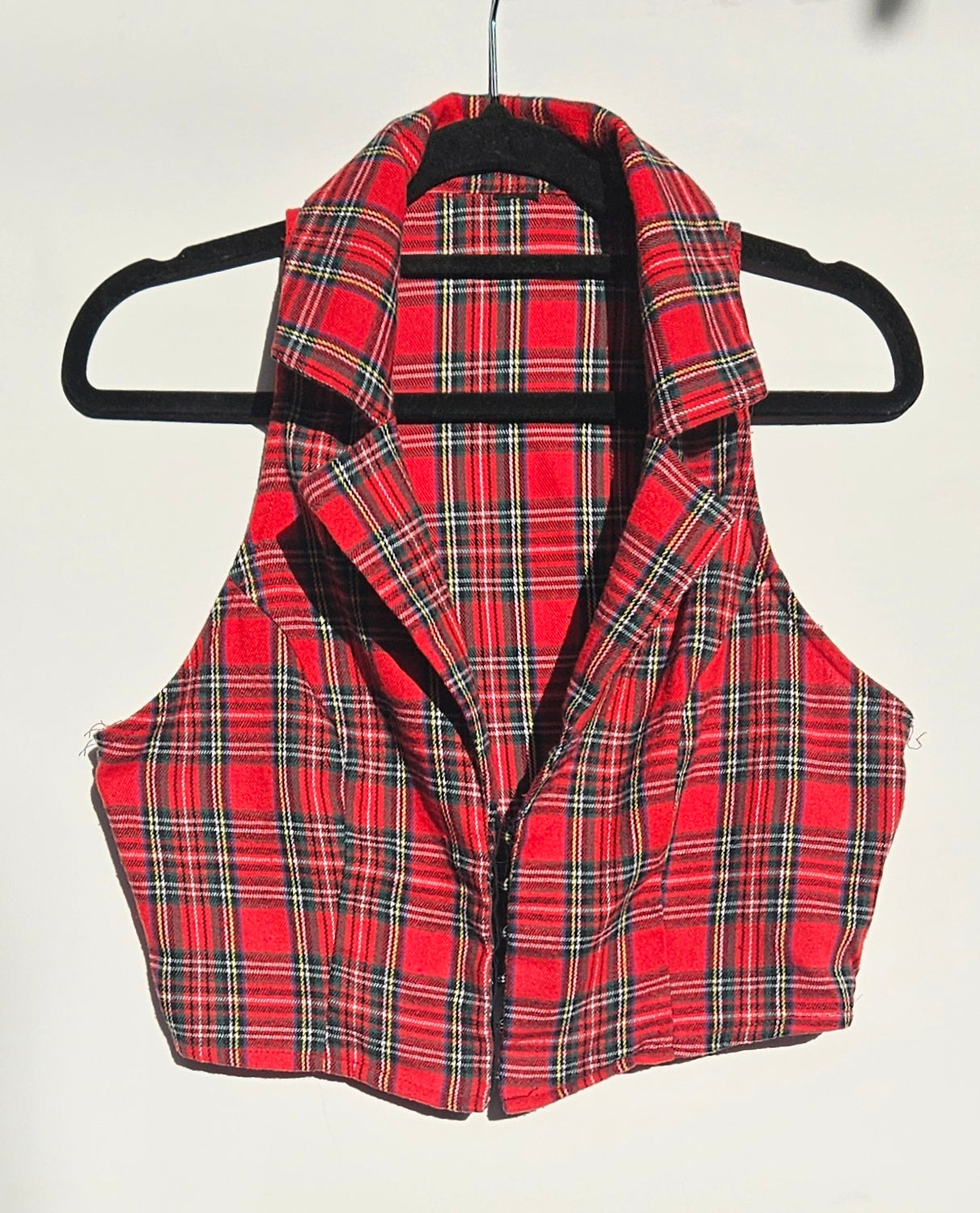 Preloved Red Plaid pattern Vest