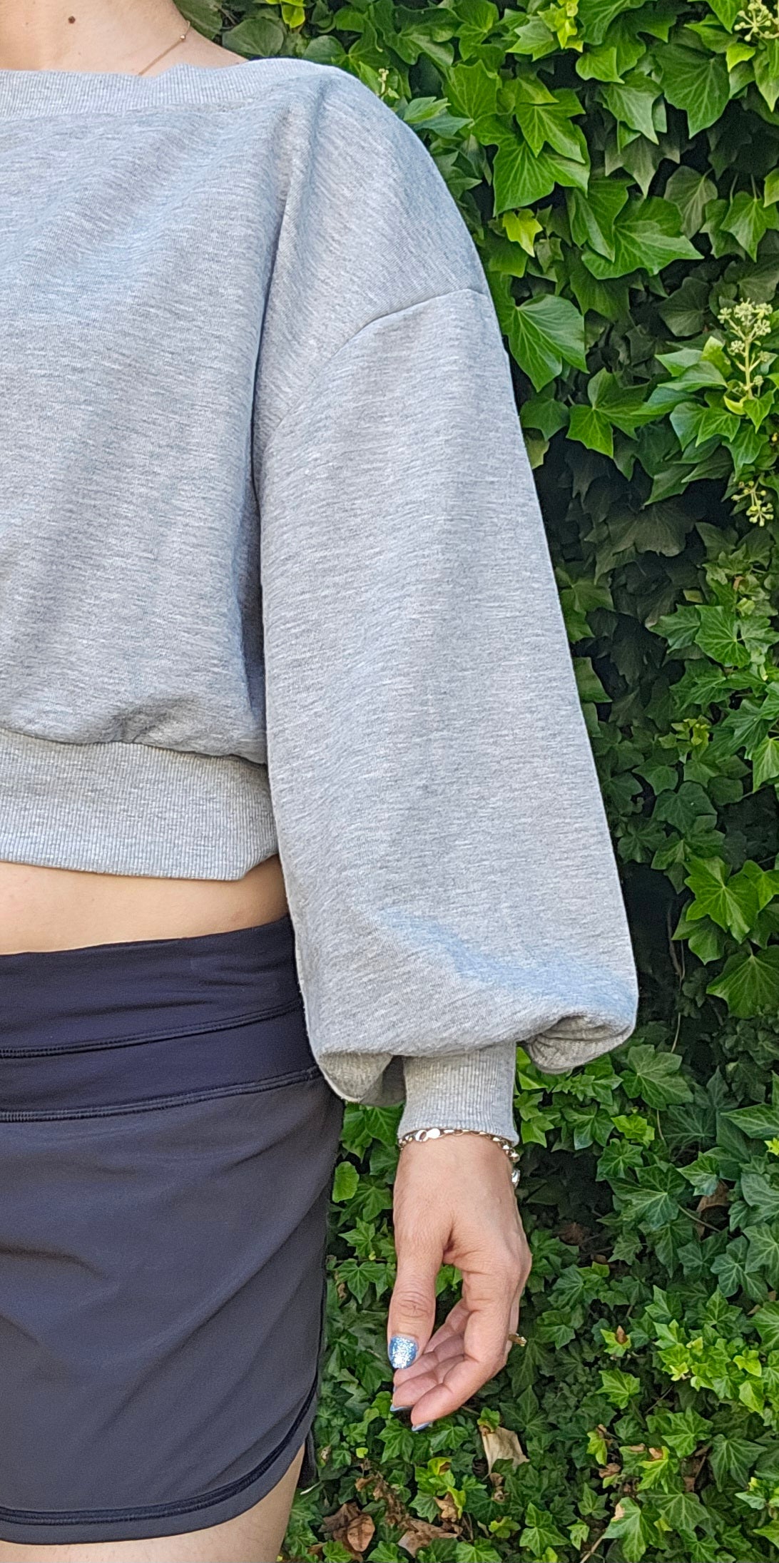 Deconstructed Cropped Sweatshirt Crewneck - Crop Top