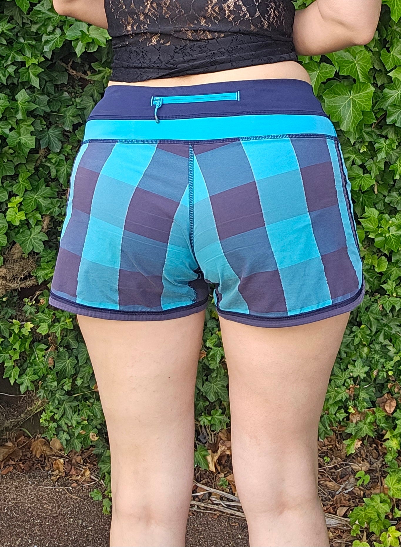 Lululemon Rare Speed Up Shorts Navy Teal Plaid Size Lululemon Speed Up Shorts.
