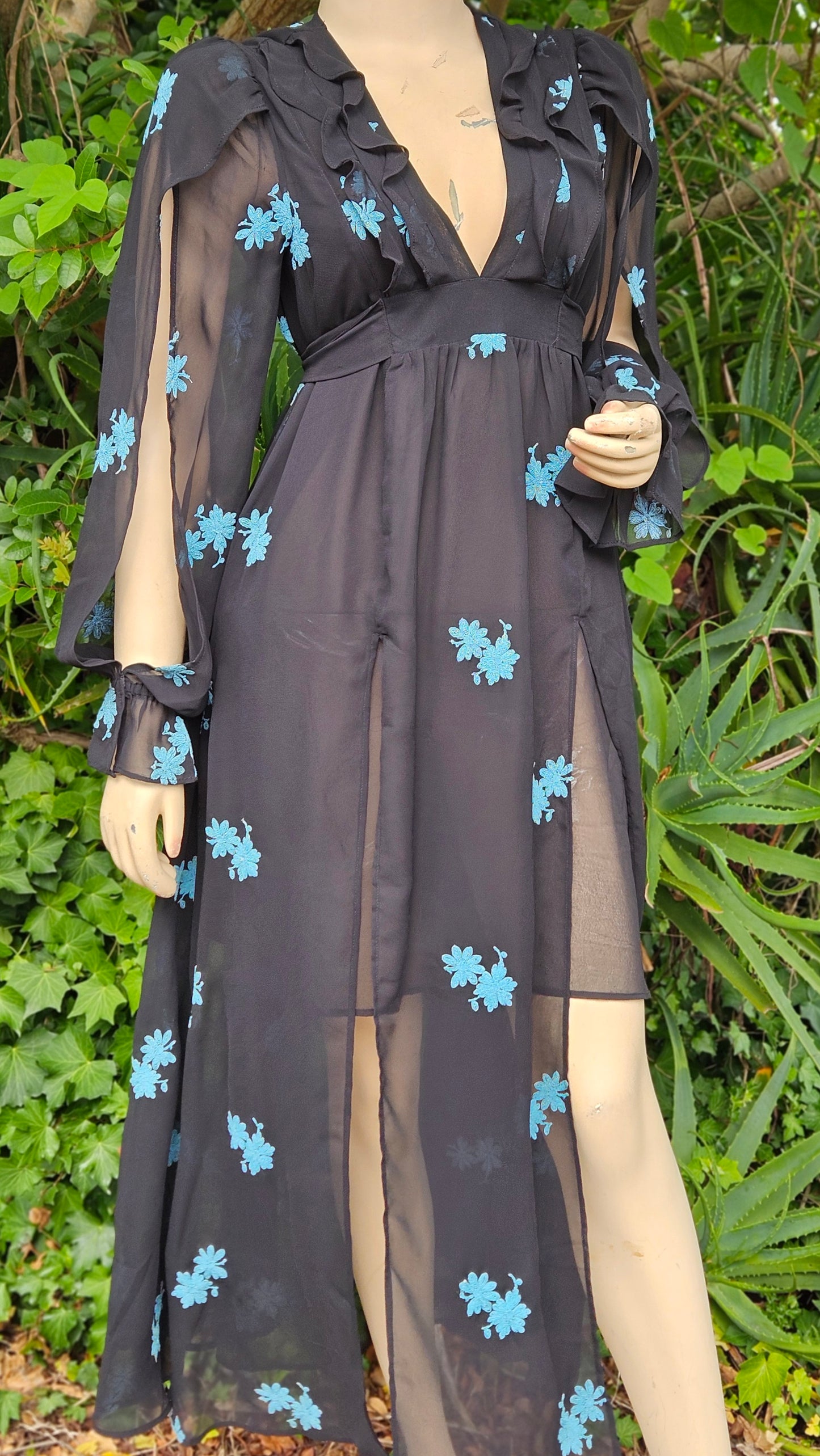 Cut Out Dress Topshop Women's Black and Blue Dress Size 12UK
