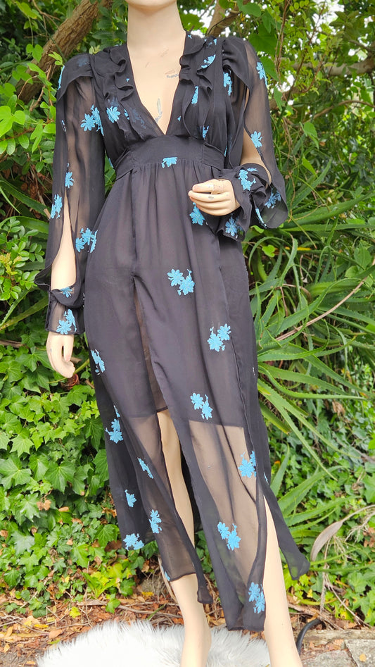 Cut Out Dress Topshop Women's Black and Blue Dress Size 12UK