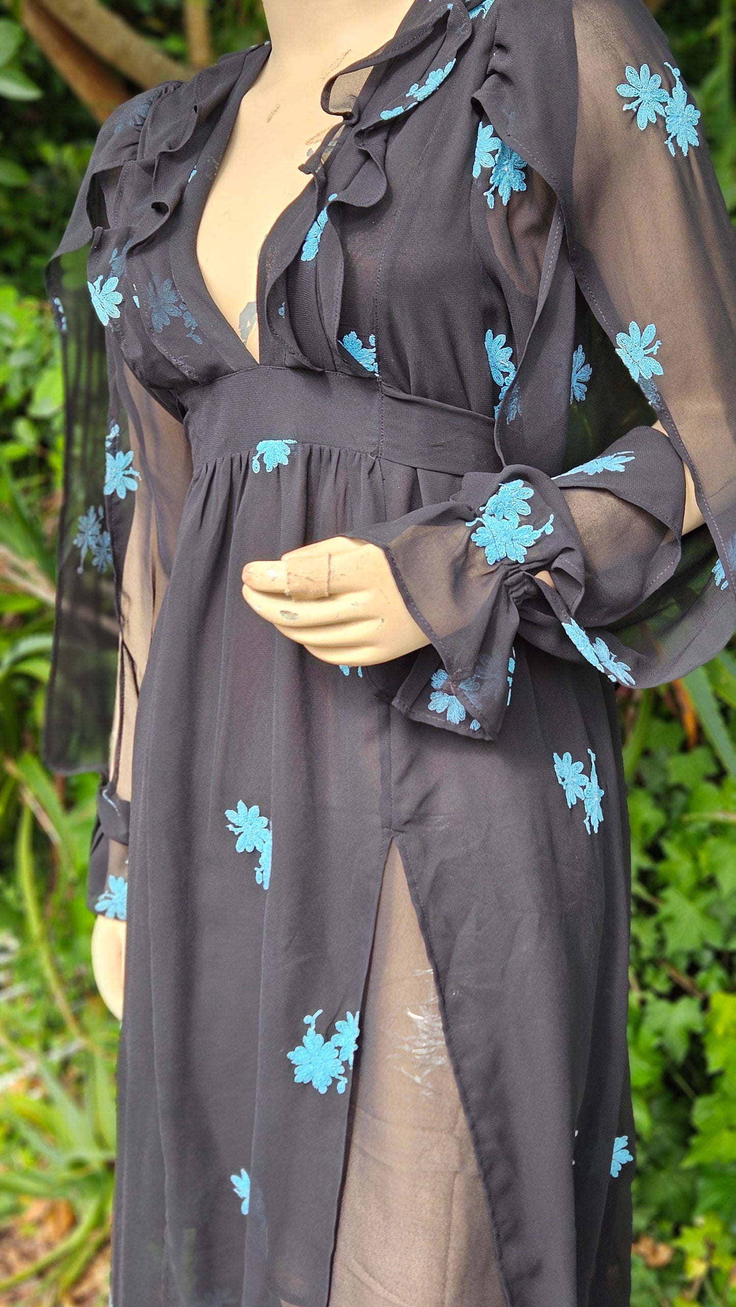 Cut Out Dress Topshop Women's Black and Blue Dress Size 12UK