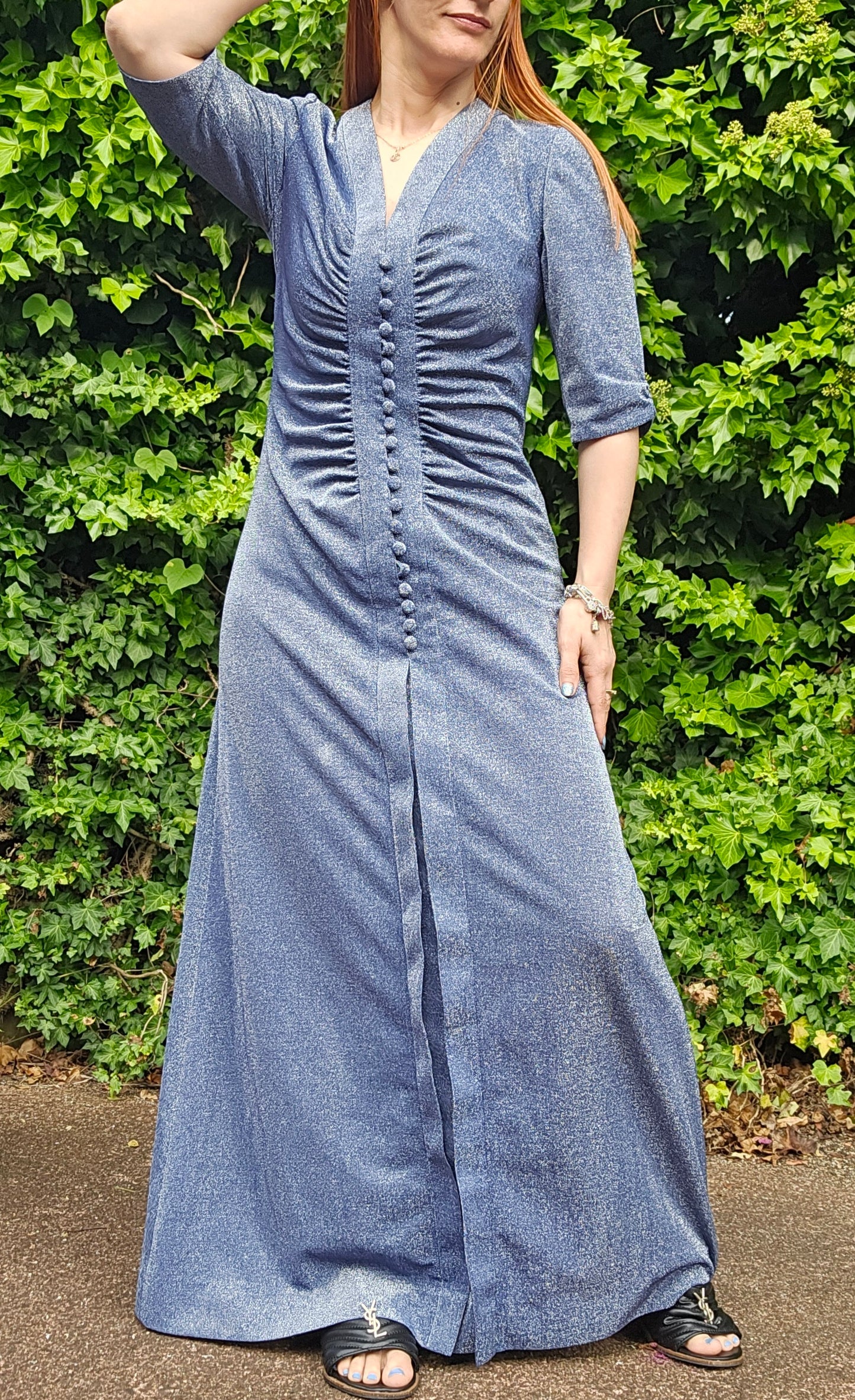 Ruched button up Vintage Dress Preloved Dress - Vintage Dress
