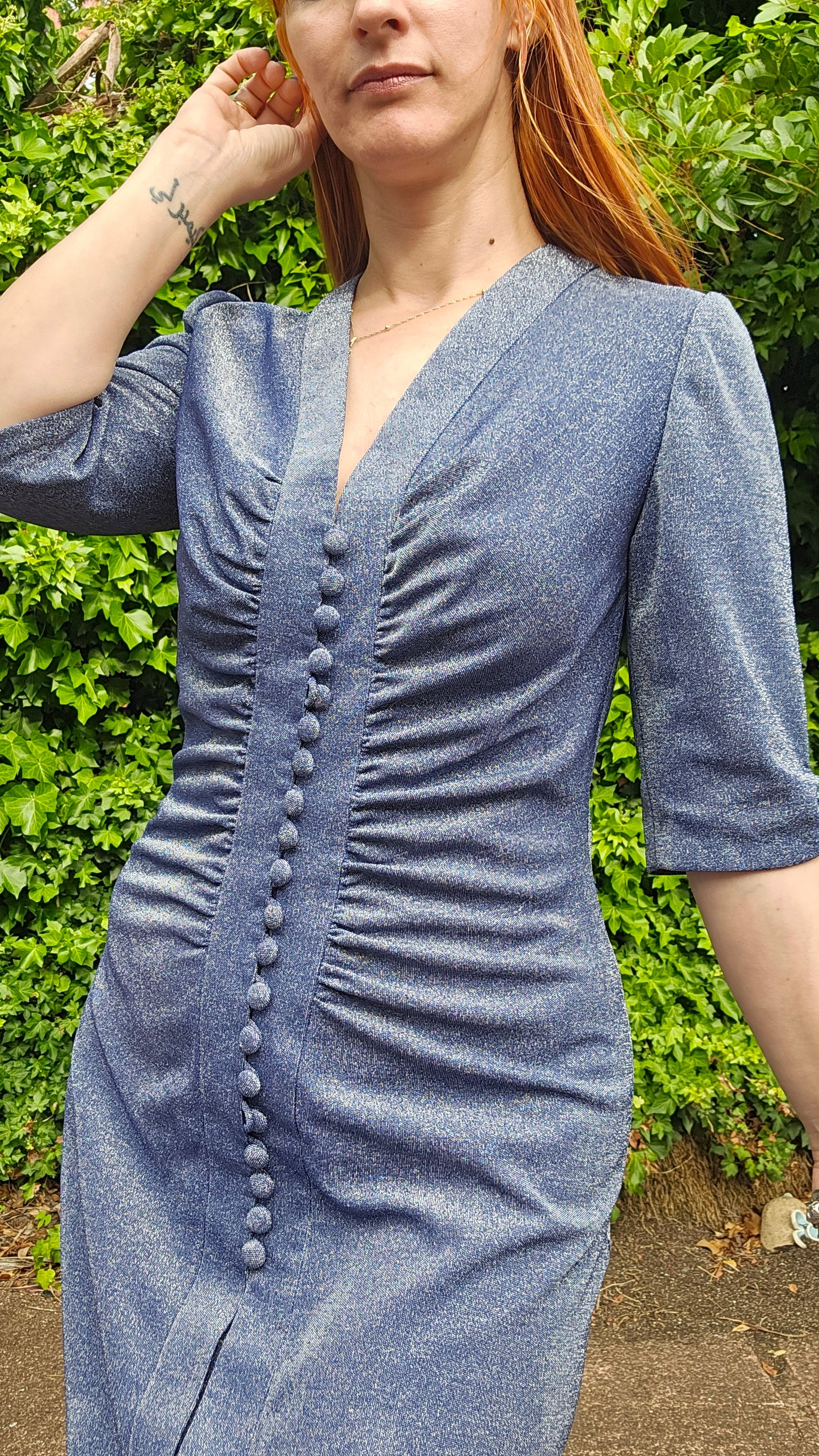 Ruched button up Vintage Dress Preloved Dress - Vintage Dress