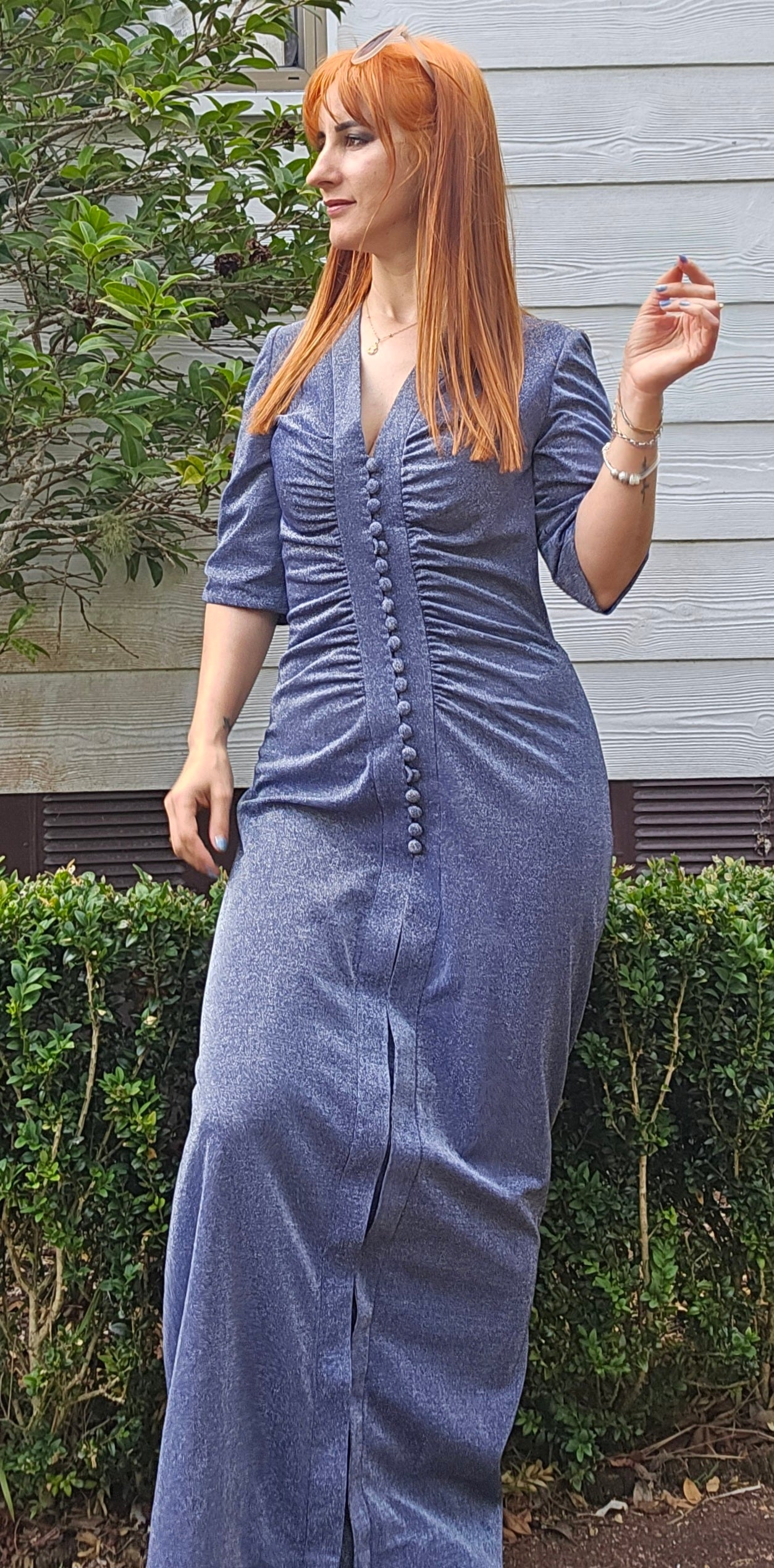 Ruched button up Vintage Dress Preloved Dress - Vintage Dress