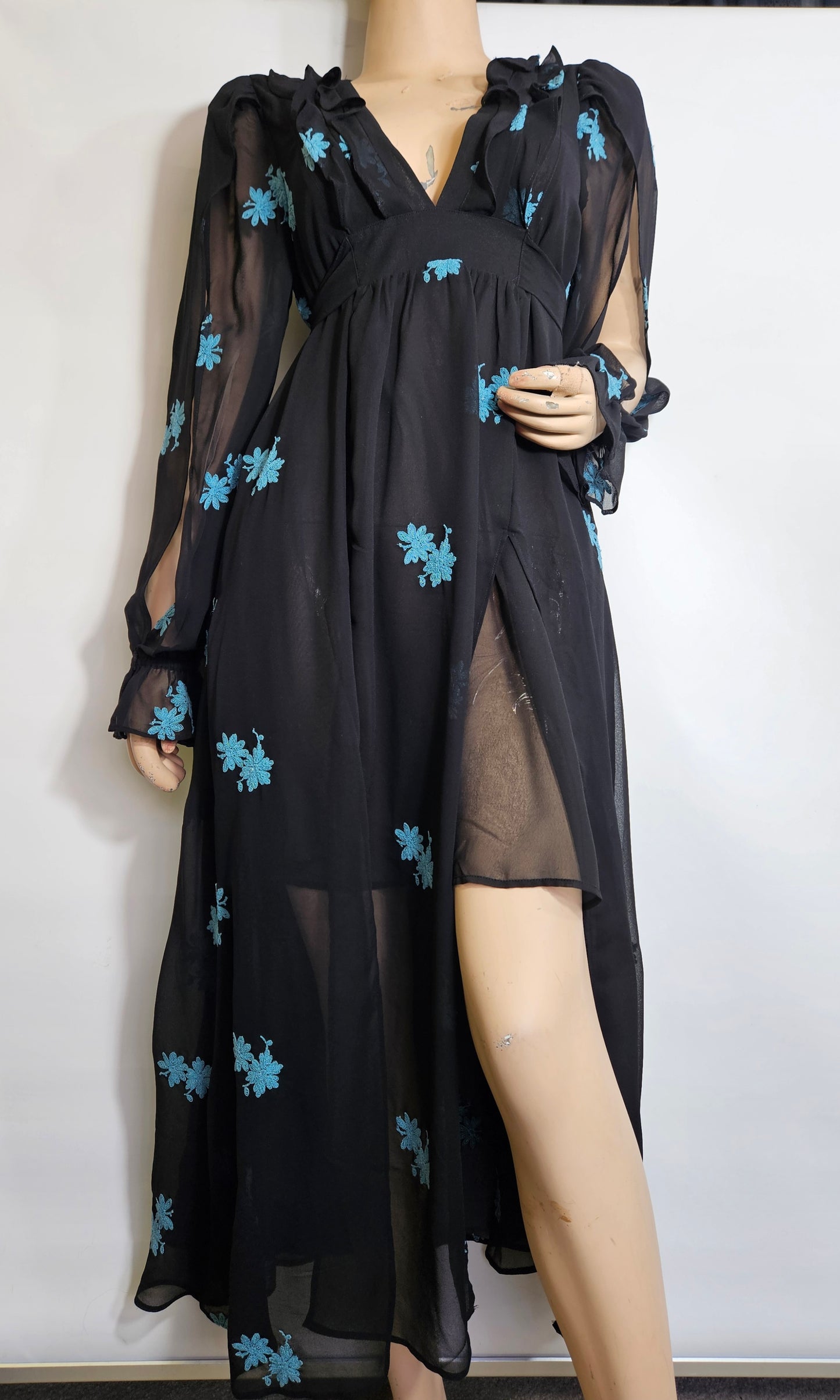 Cut Out Dress Topshop Women's Black and Blue Dress Size 12UK
