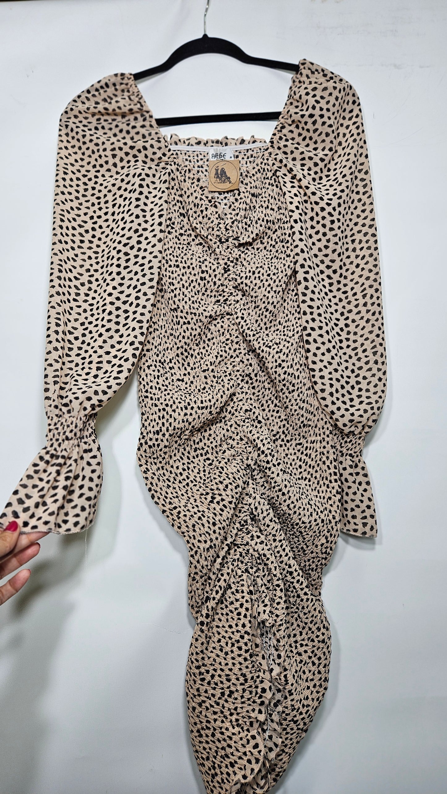 Kinsley Mini Dress Leopard Dress Size M Women Long Sleeve - Short Dress - Mini Dress