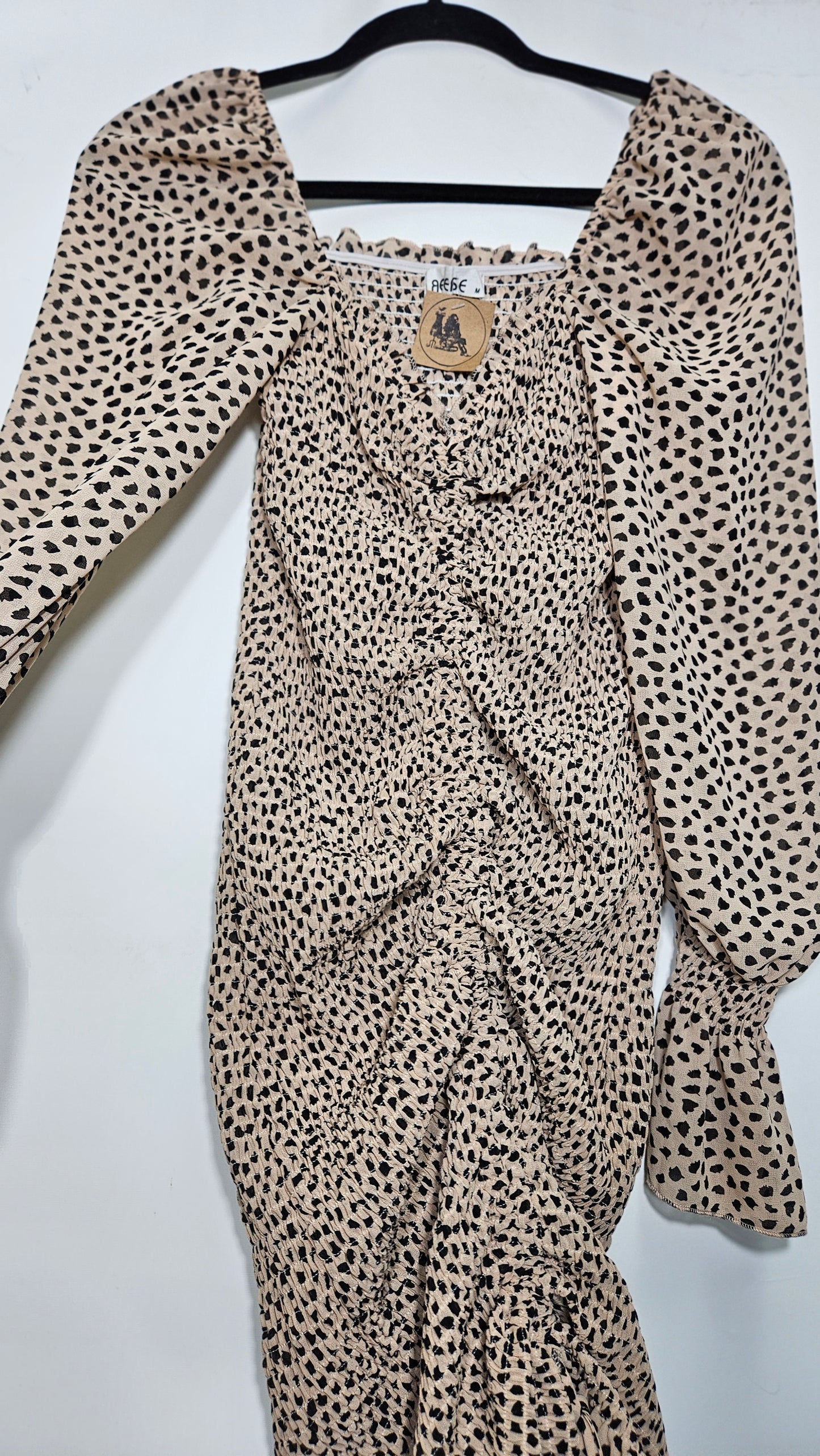Kinsley Mini Dress Leopard Dress Size M Women Long Sleeve - Short Dress - Mini Dress